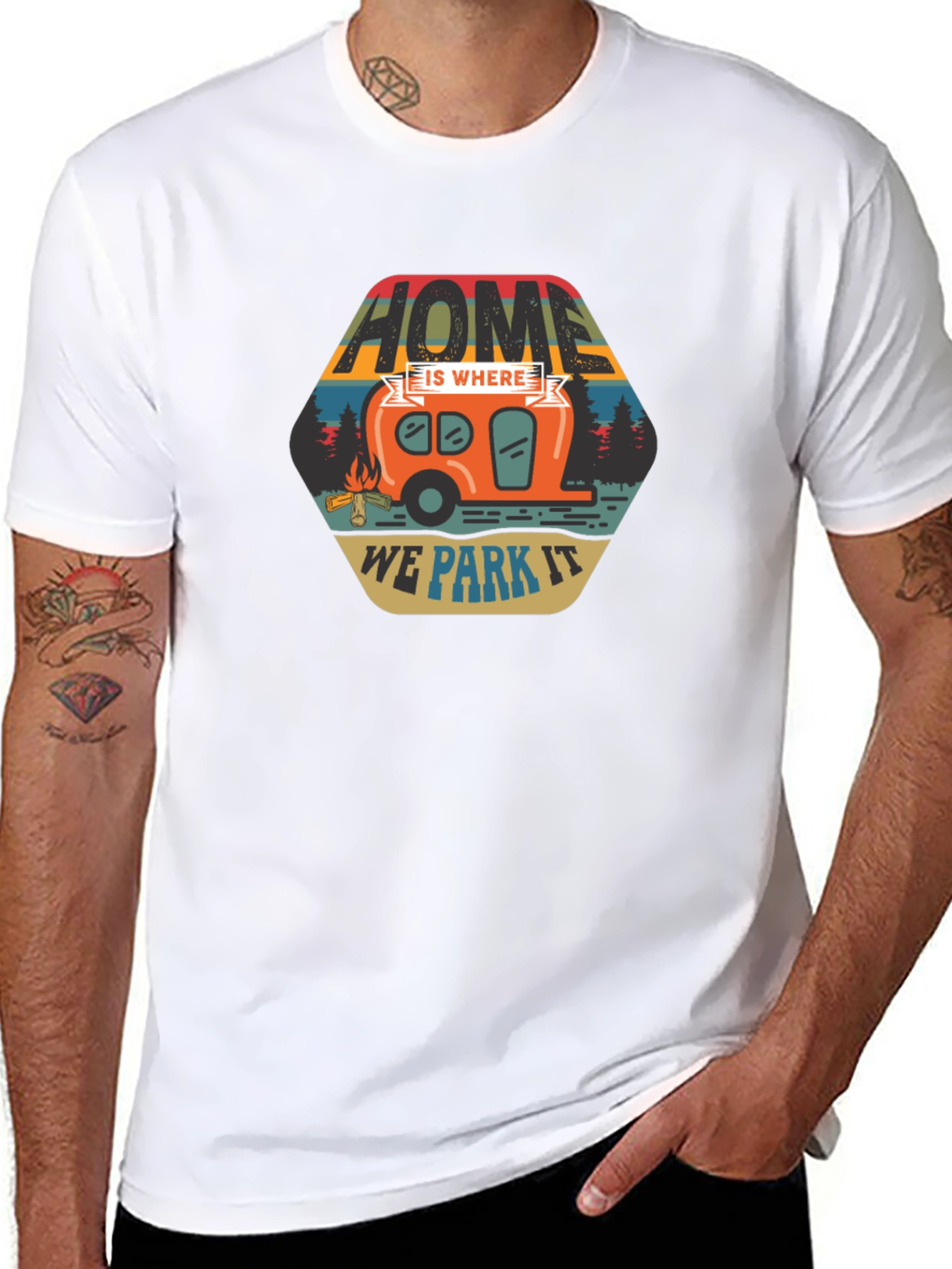 Black Home Is Where We Park It Camping T-Shirt view 8