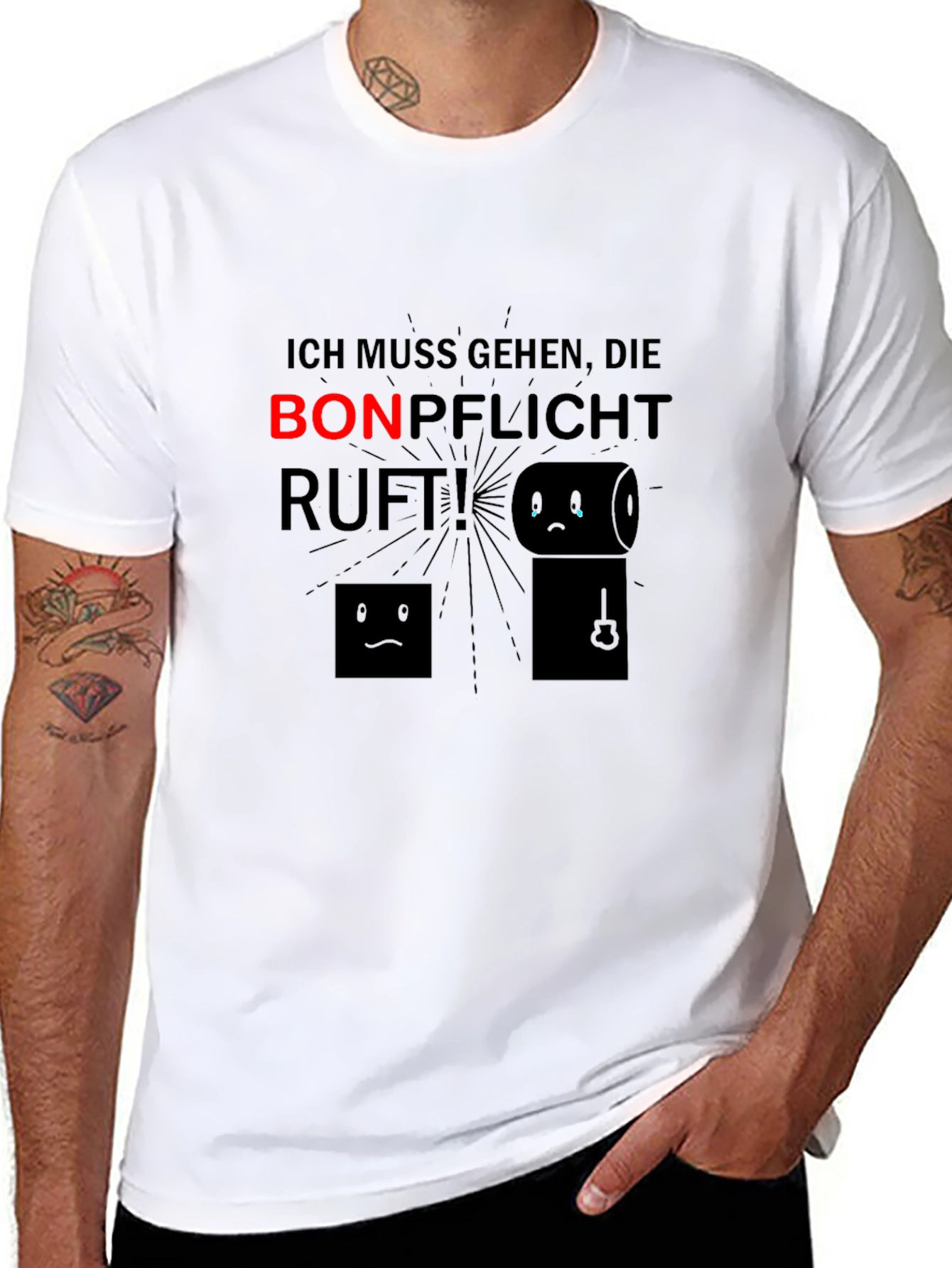 Black Ich Muss Gehen T-Shirt - Bonpflicht Ruft! Funny Toilet Humor Tee view 8