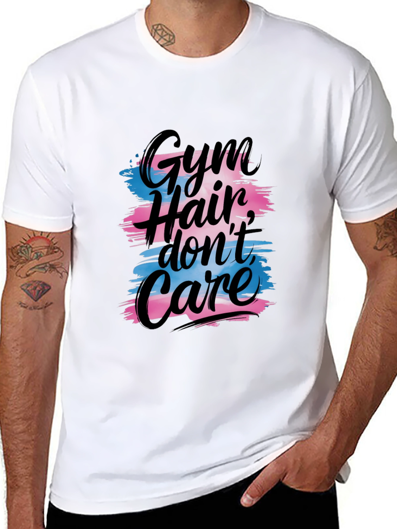Black Gym Hair Don't Care T-Shirt - Black view 8