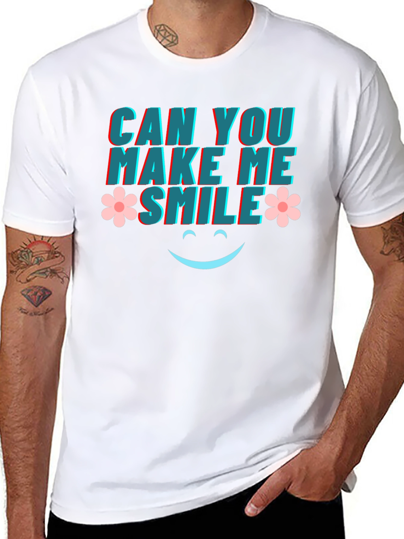 Black Can You Make Me Smile Graphic Tee view 8