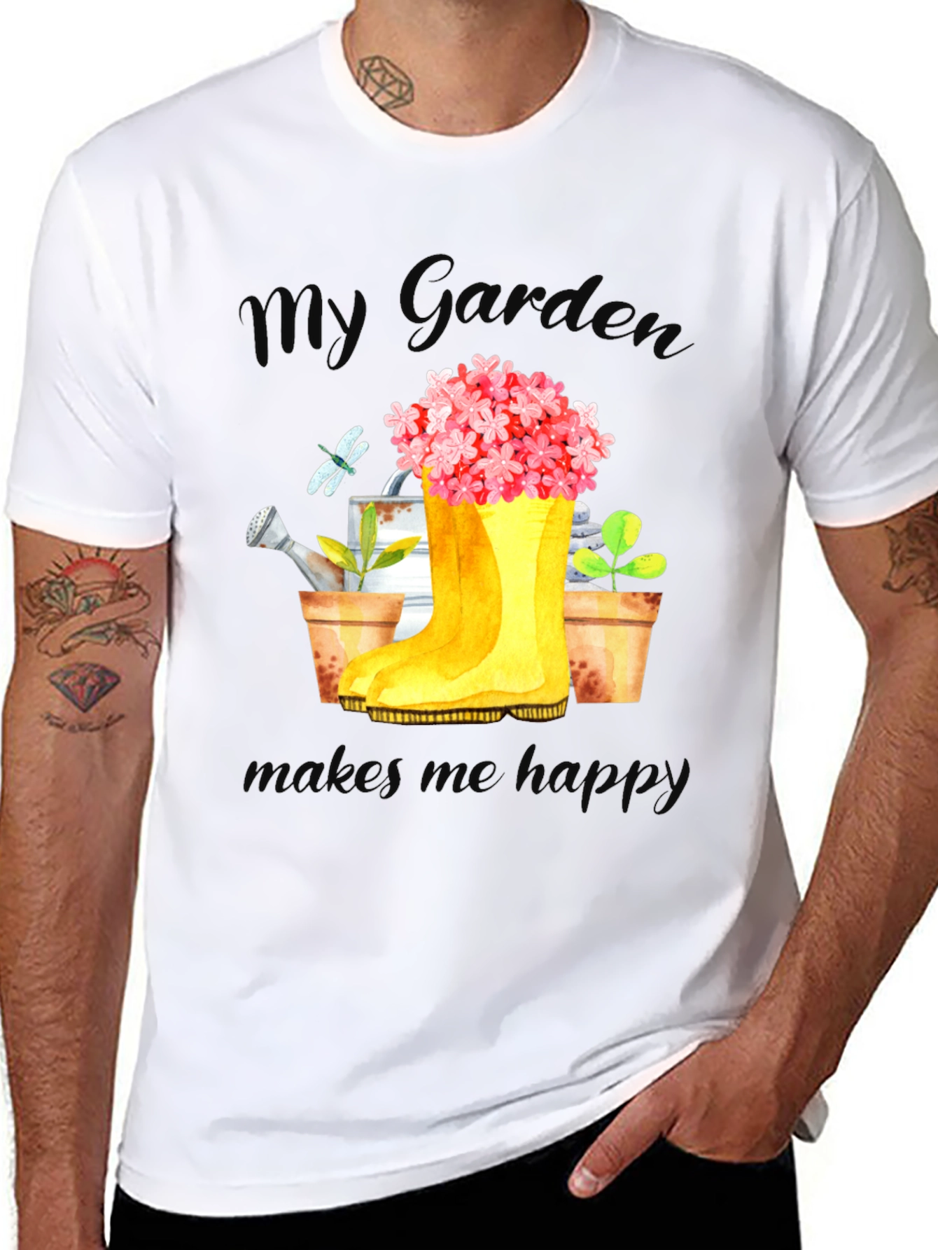 Black Gardening Lover T-Shirt - My Garden Makes Me Happy view 8