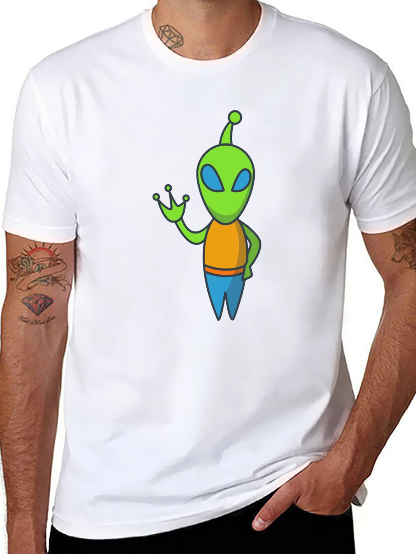 Black Alien Graphic Tee - Black Cotton Blend view 8