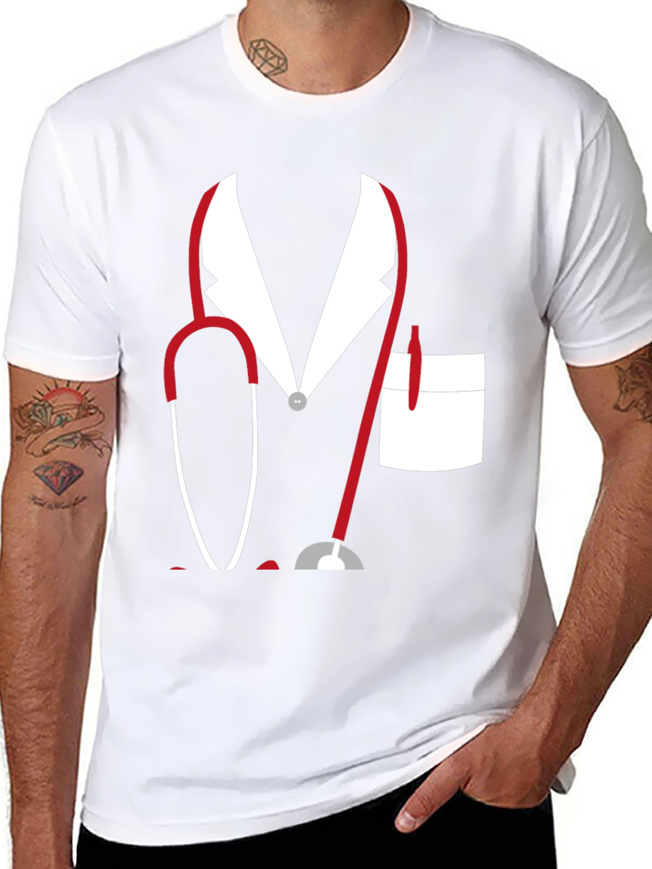Black Doctor Costume T-Shirt - Funny Doctor Design view 8