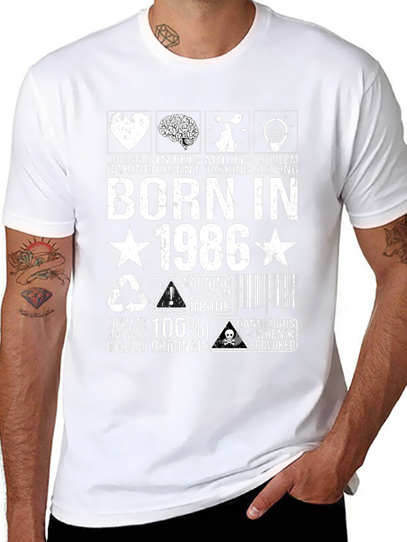 Black Born In 1986 Funny Graphic T-Shirt view 8