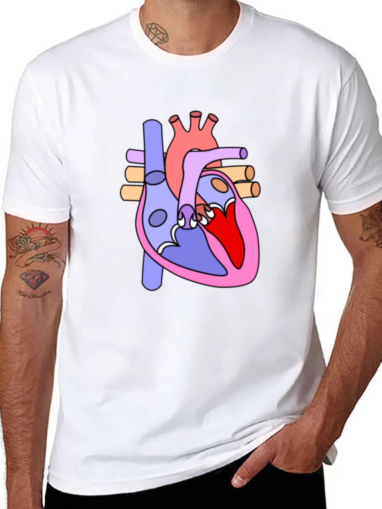 Black Anatomical Heart Graphic Tee - Black Cotton Blend view 8