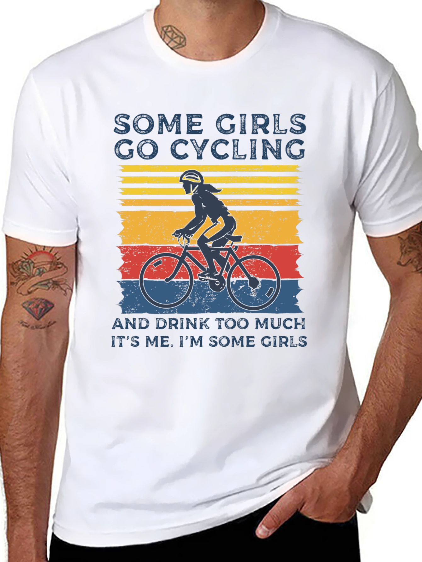 Black Some Girls Go Cycling T-Shirt view 8