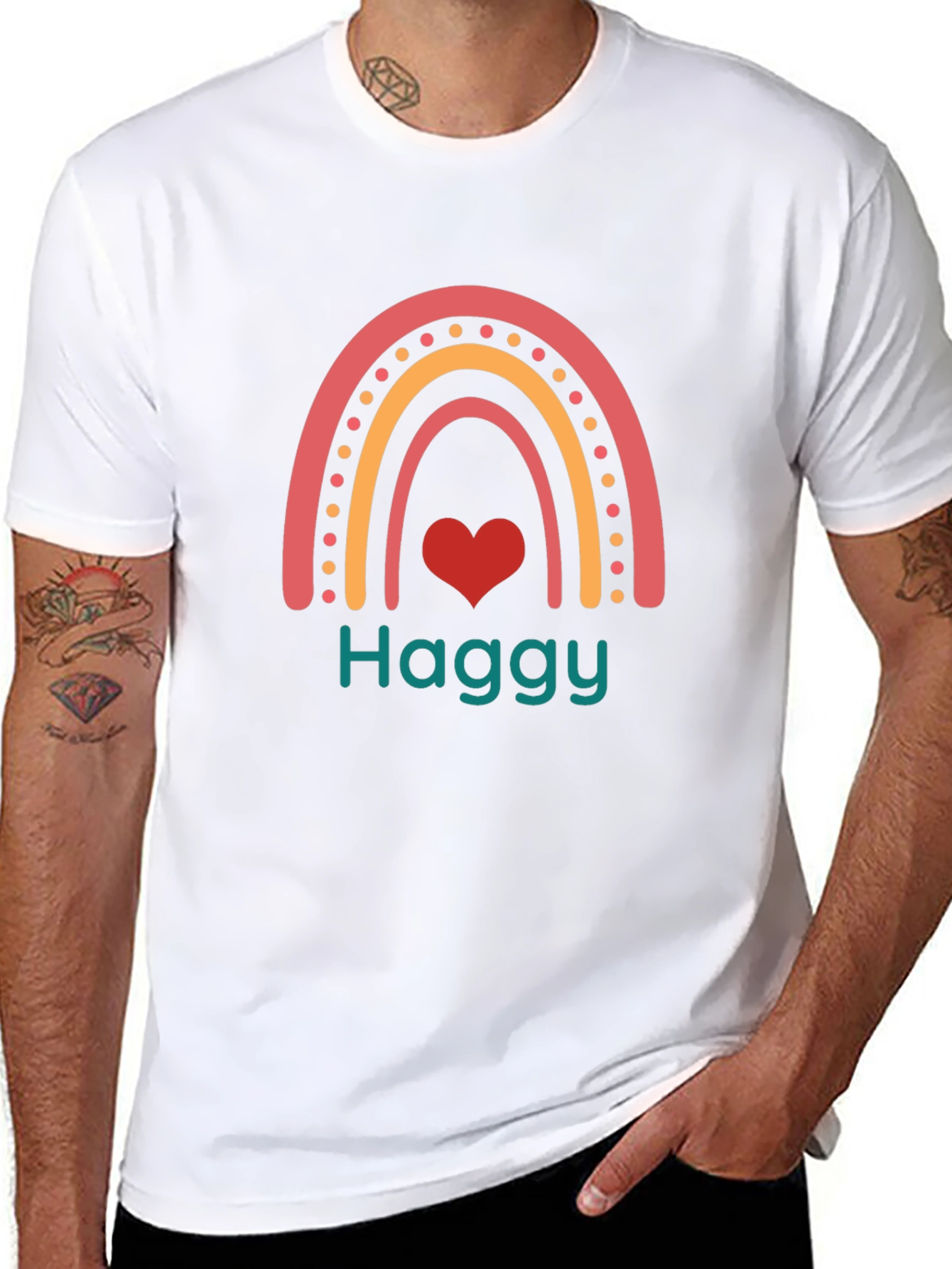 Black Haggy Rainbow Heart Tee - Black Cotton Blend view 8