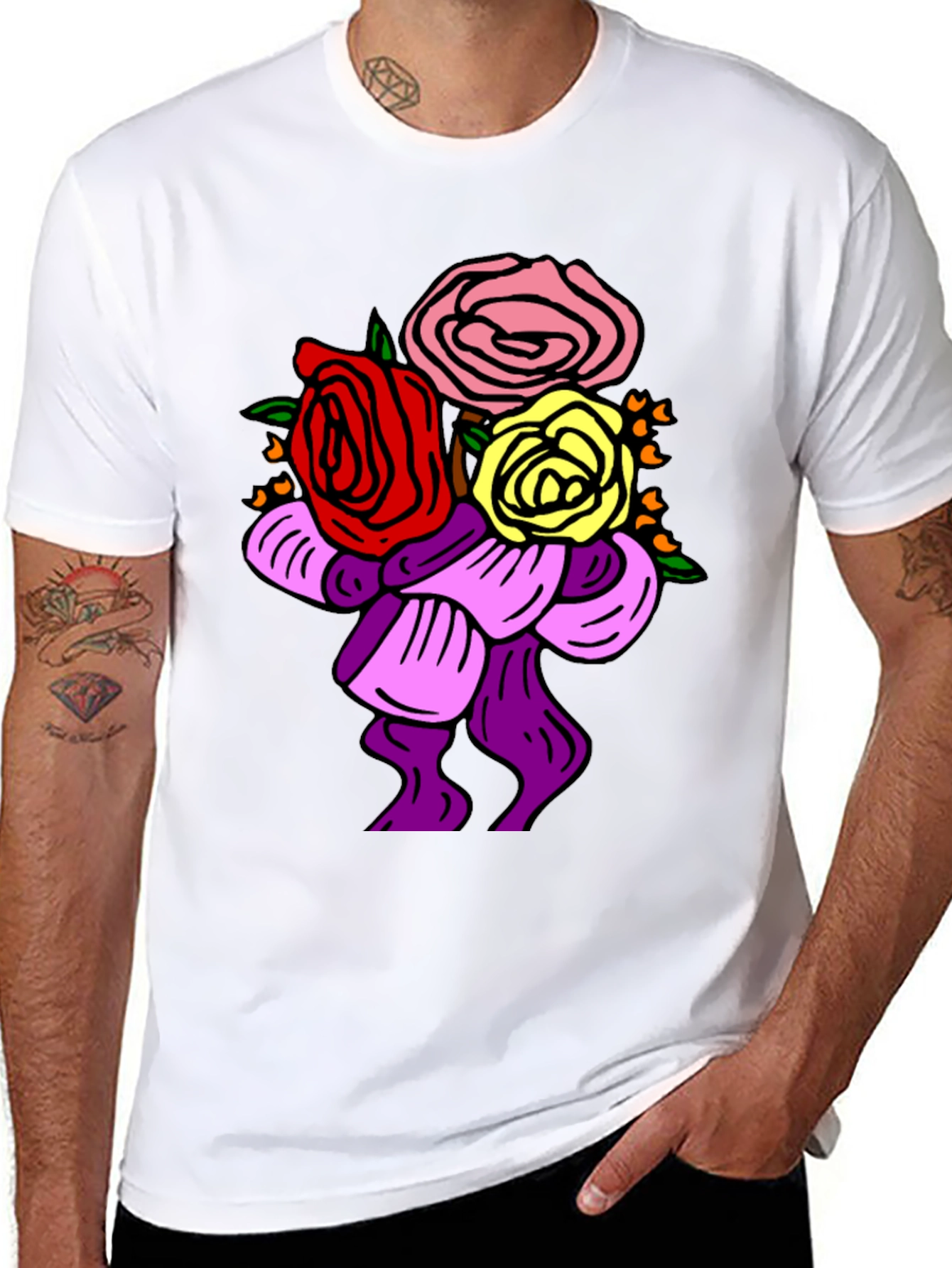 Black Floral Bouquet Graphic Tee view 8