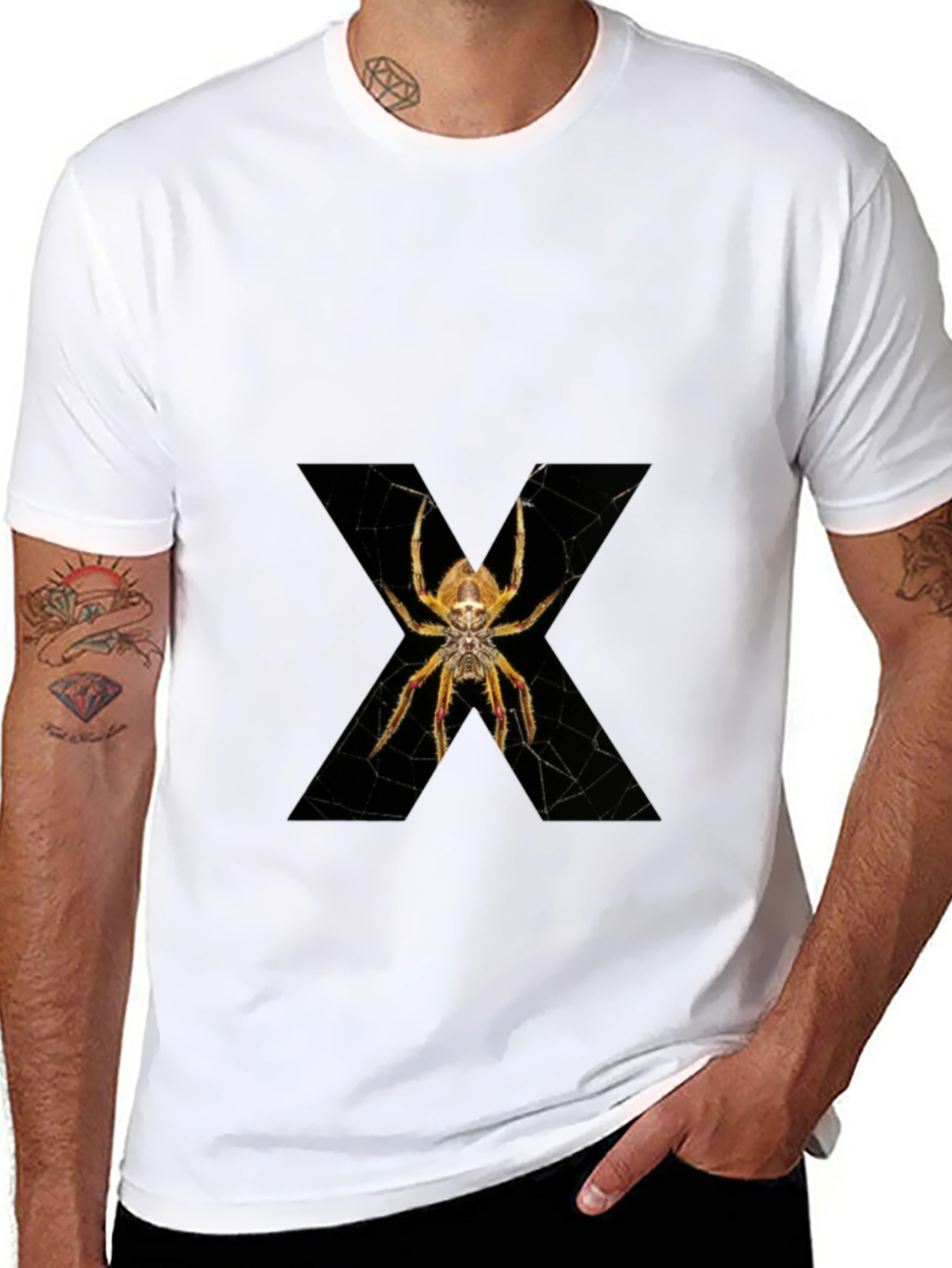 Black Spider X Graphic Tee - Men's Black Cotton T-Shirt view 8