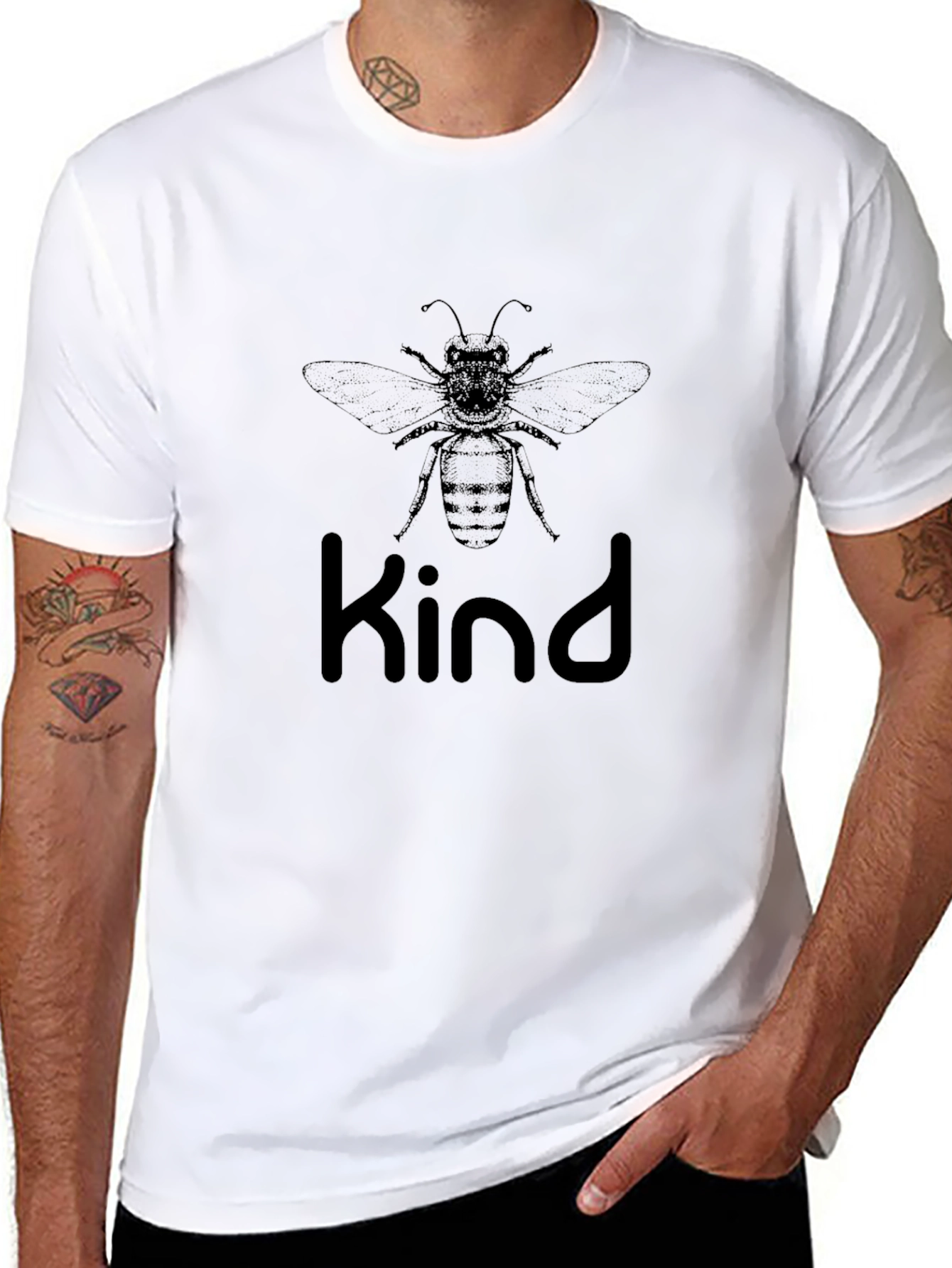 Black Bee Kind T-Shirt - Black Cotton Graphic Tee view 8