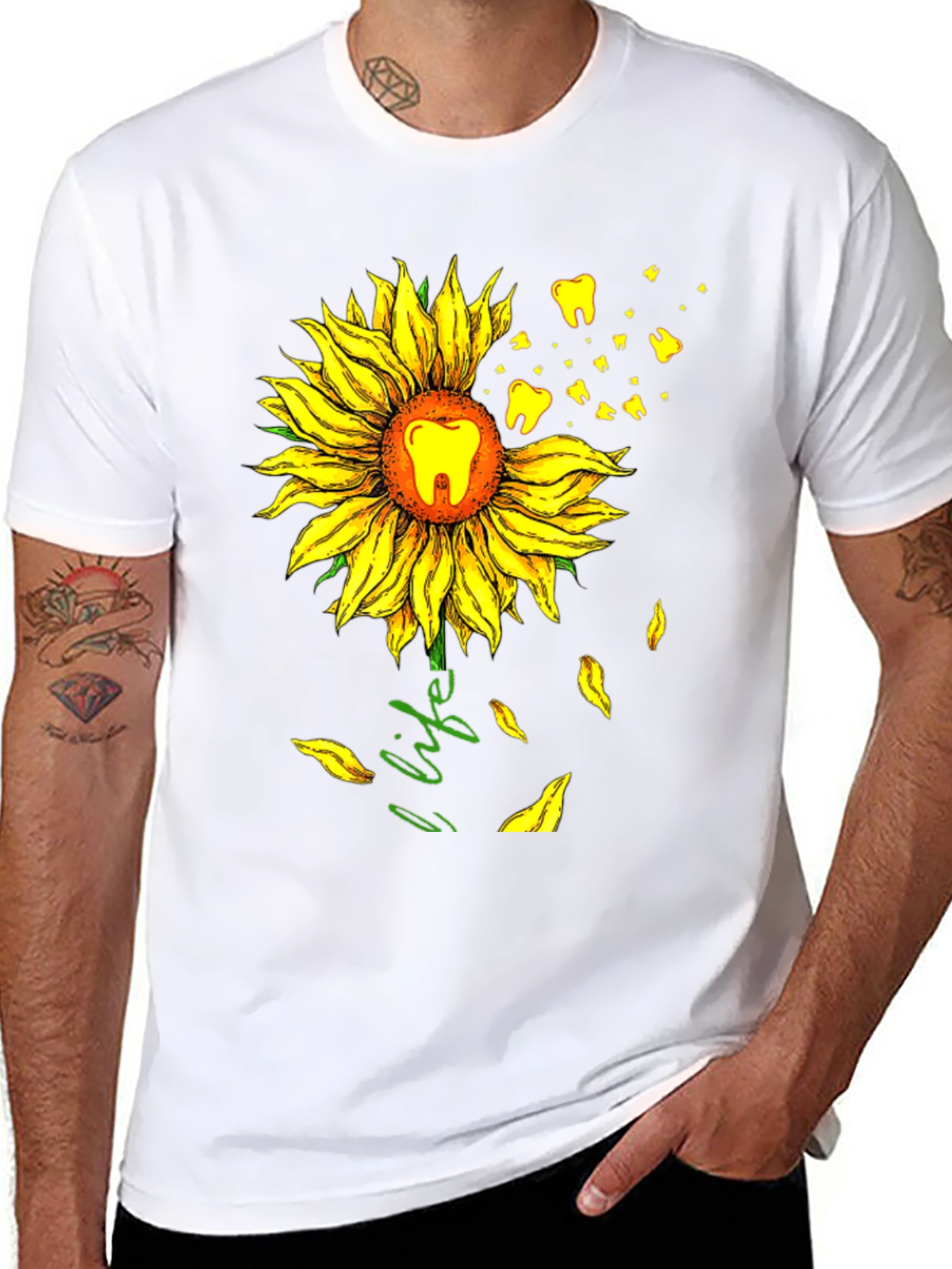 Black Dental Sunflower T-Shirt - Dentist Life Tee view 8