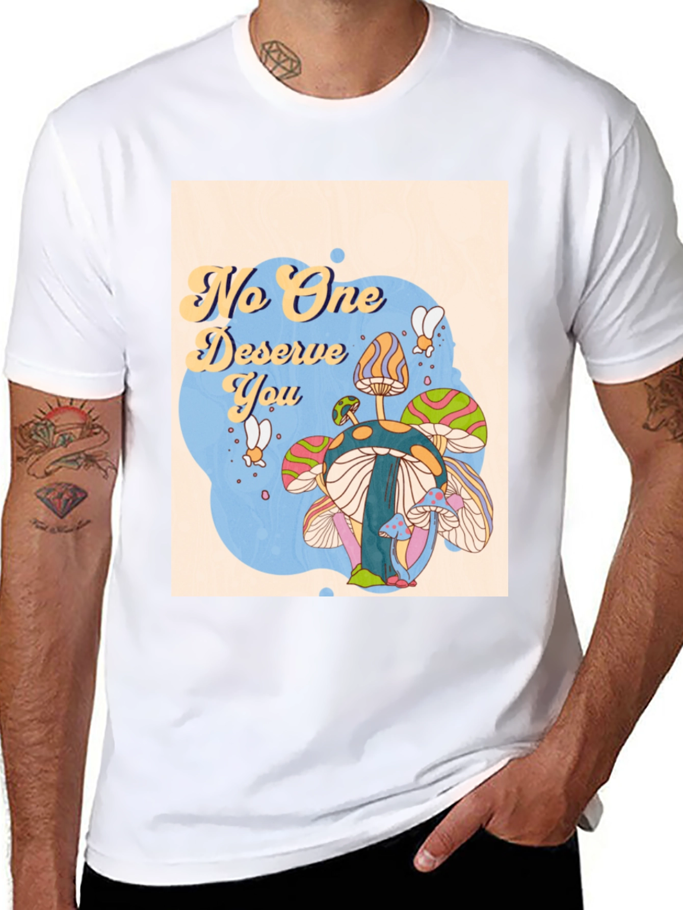 Black No One Deserves You Mushroom Graphic Tee view 8
