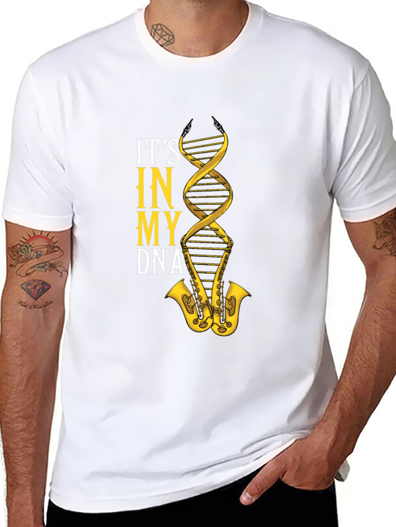 Black It's In My DNA Saxophone T-Shirt  view 8