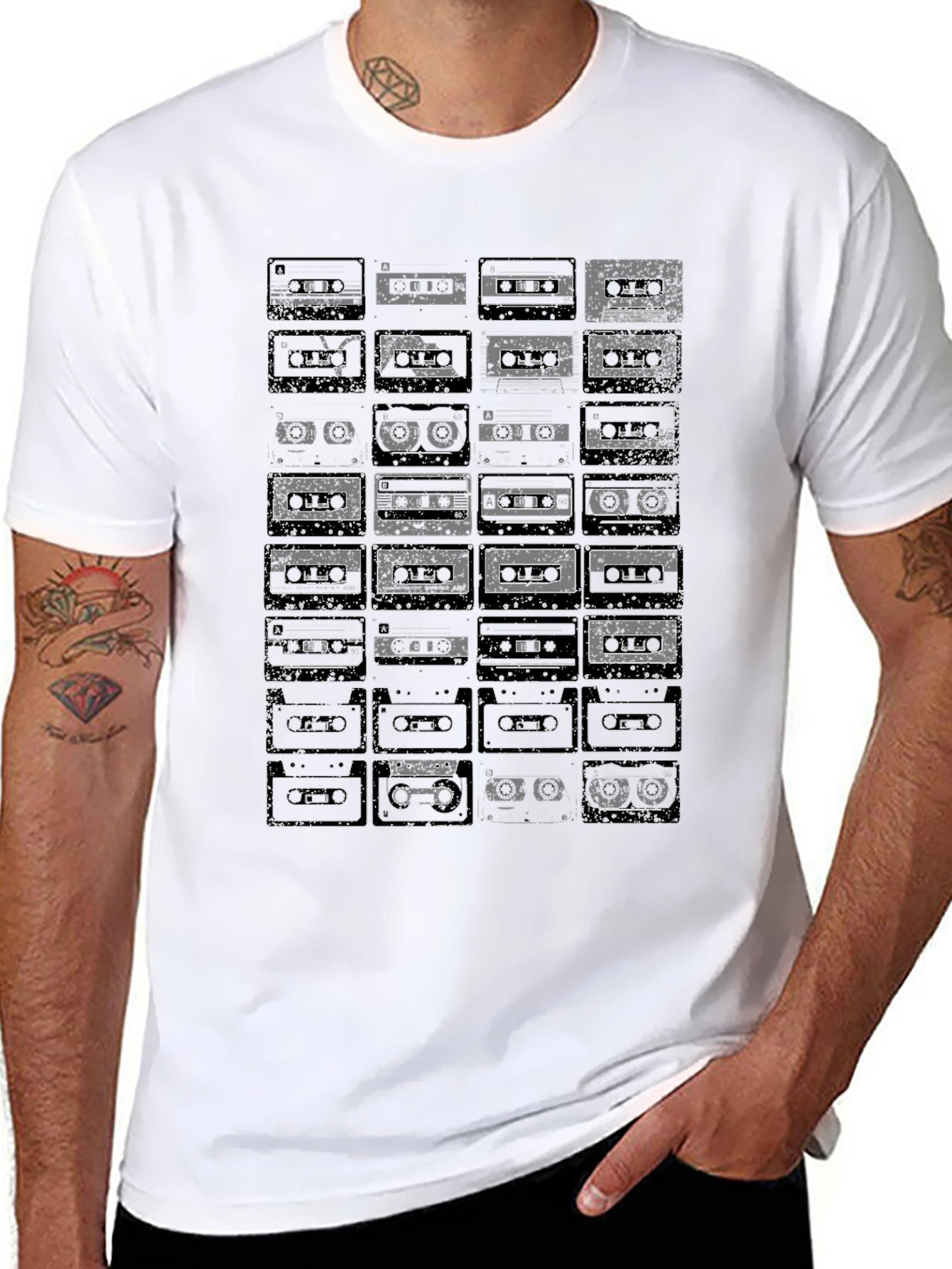 Black Retro Cassette Tape T-Shirt - Vintage Music Lover Tee view 8