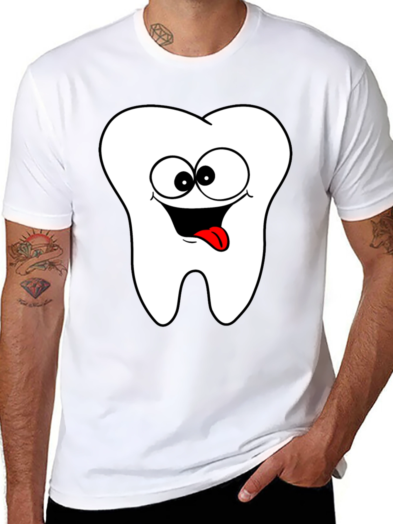 Black Funny Tooth Graphic T-Shirt - Black Cotton Tee view 8