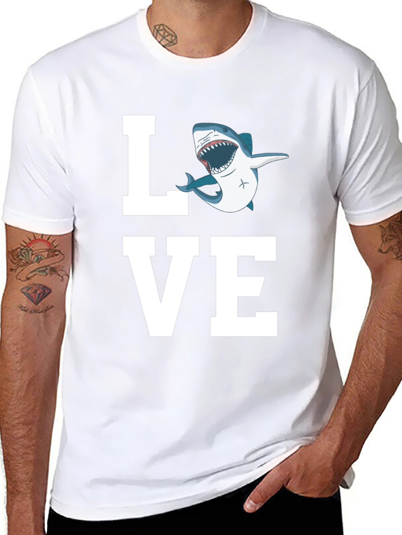 Black Love Shark T-Shirt - Great White Tee view 8