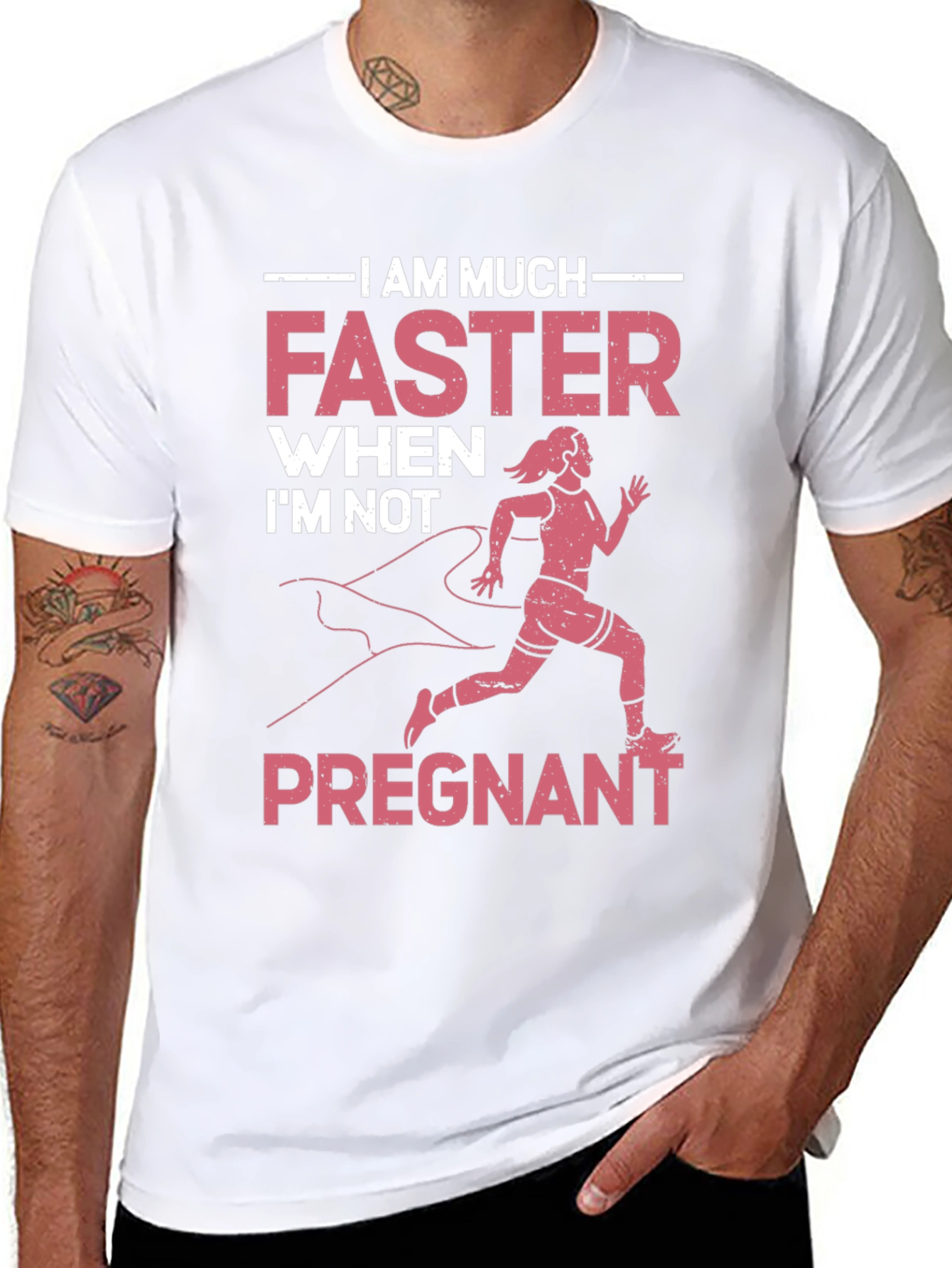 Black Funny Pregnancy Running T-Shirt view 8