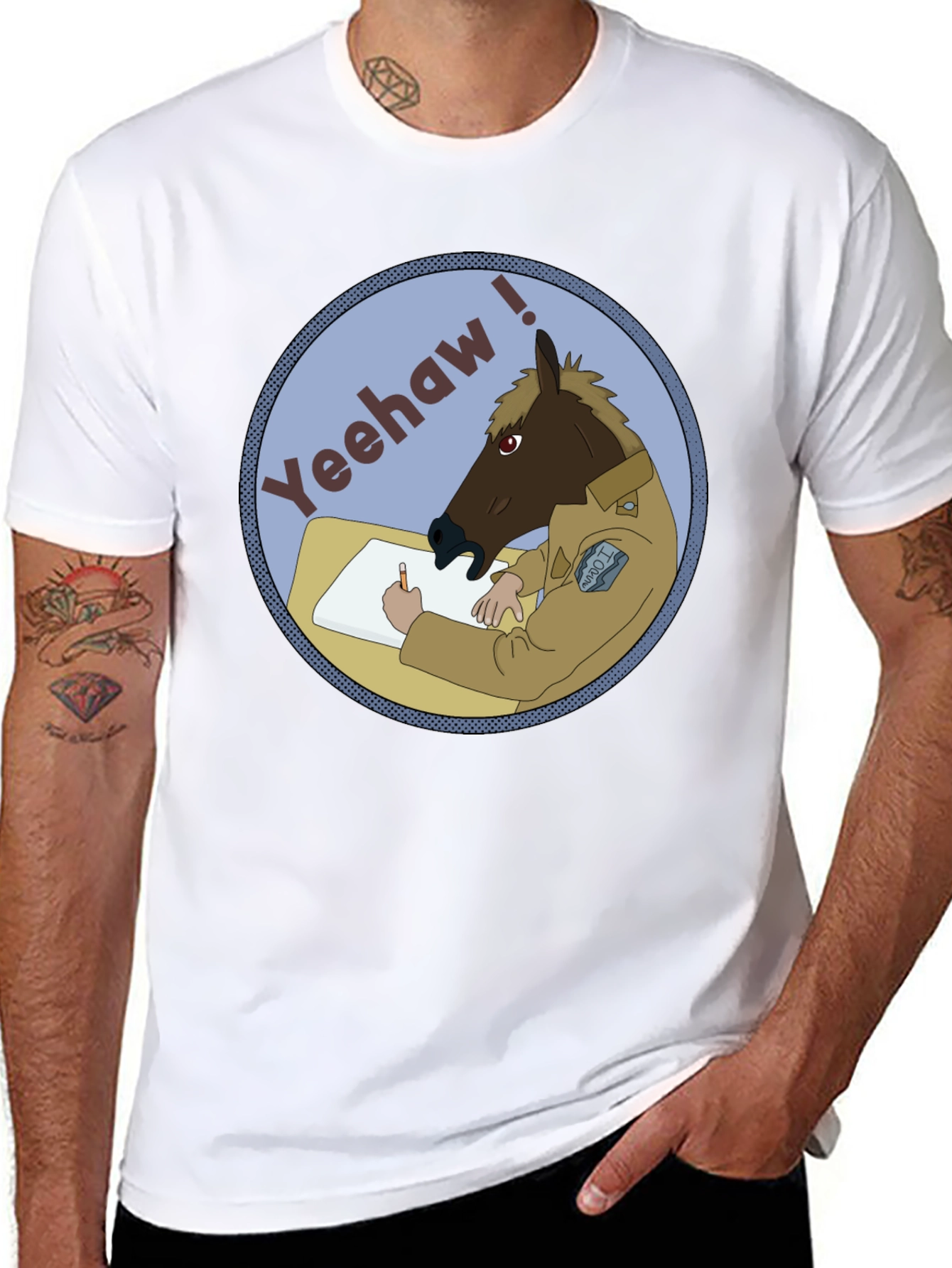 Black Yeehaw Horse T-Shirt - Funny Graphic Tee view 8