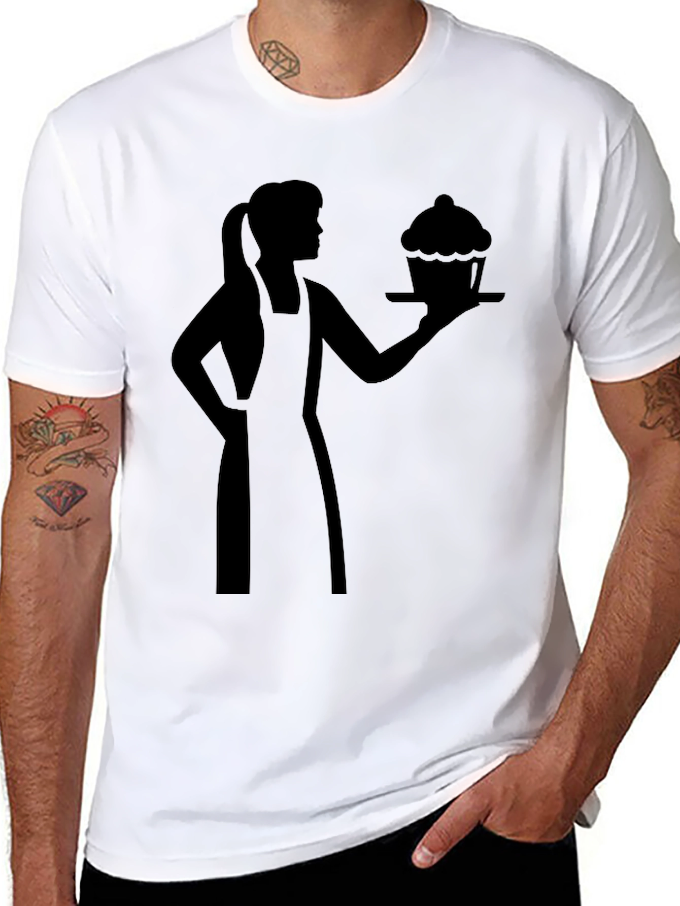 Black Baker Woman Cupcake Graphic T-Shirt view 8