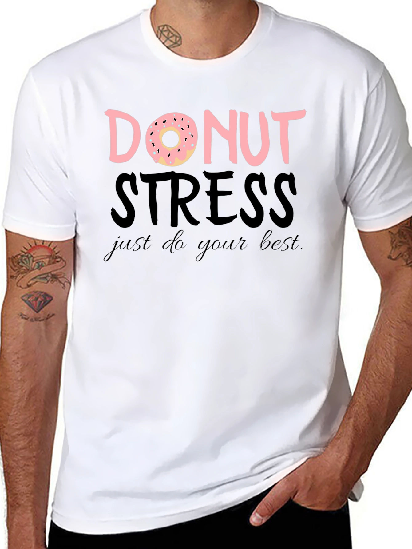 Black Donut Stress Funny Graphic Tee view 8