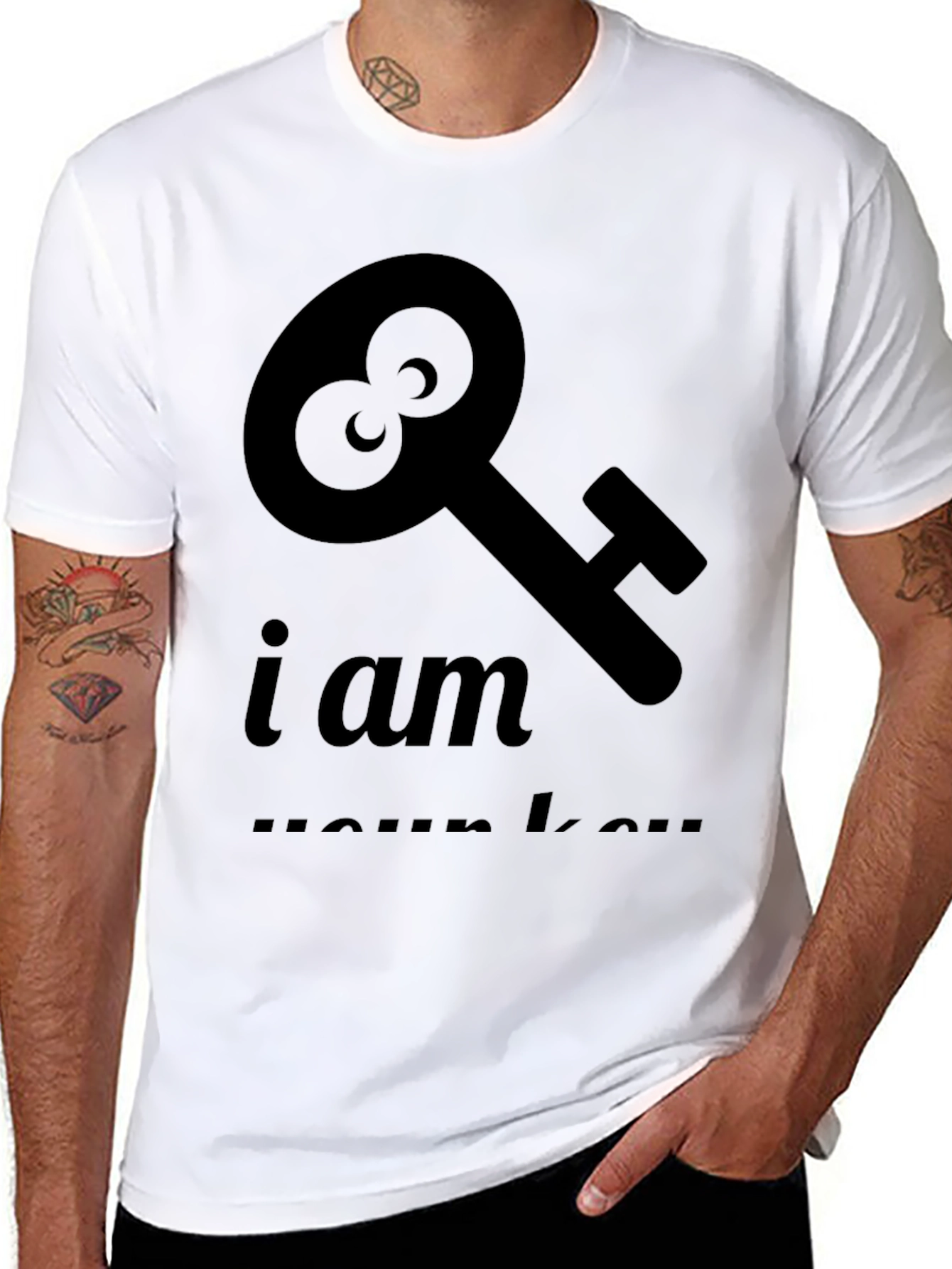 Black I Am Your Key T-Shirt - Unique Design, Black Tee view 8