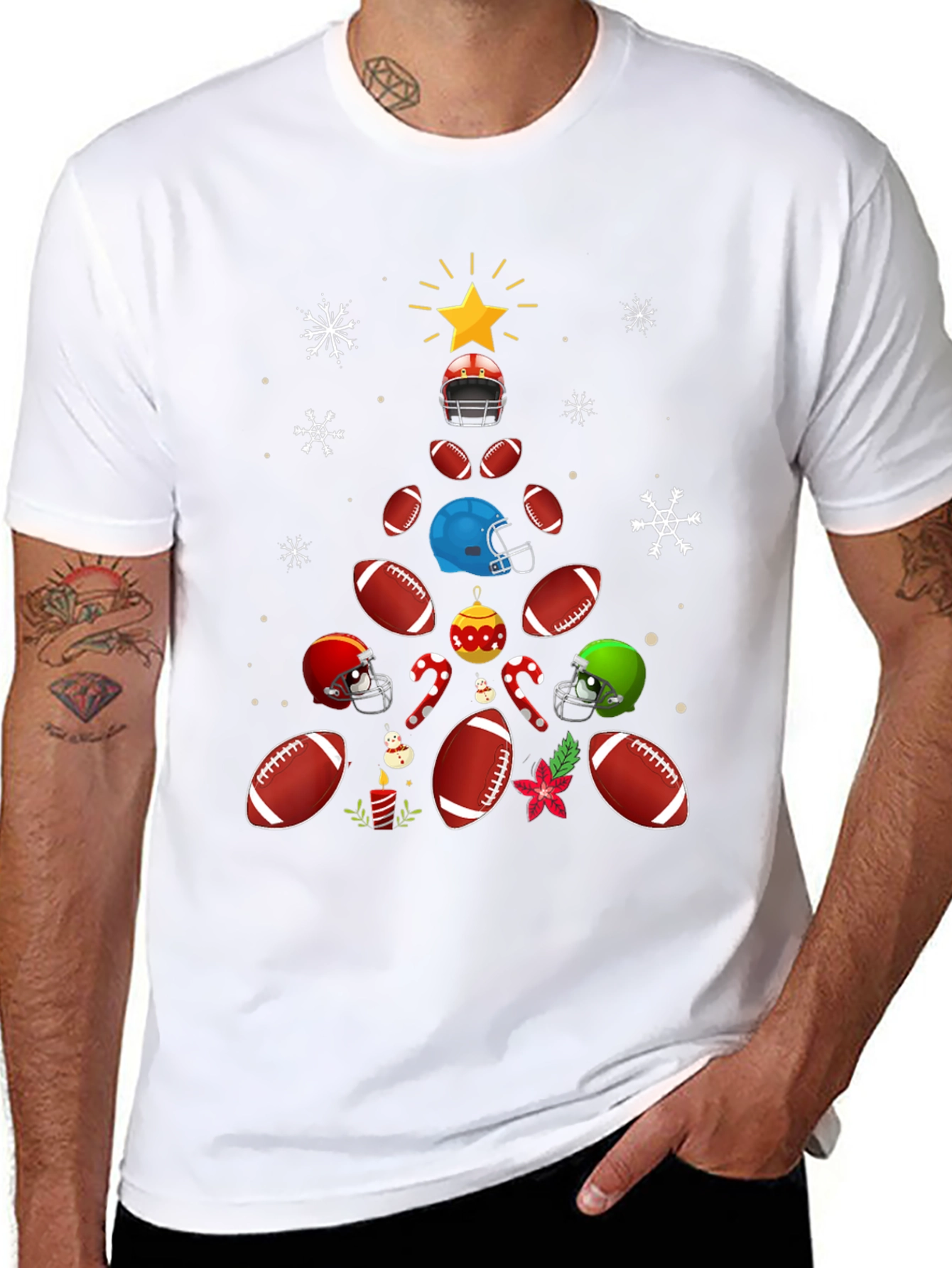 Black Football Christmas Tree T-Shirt view 8