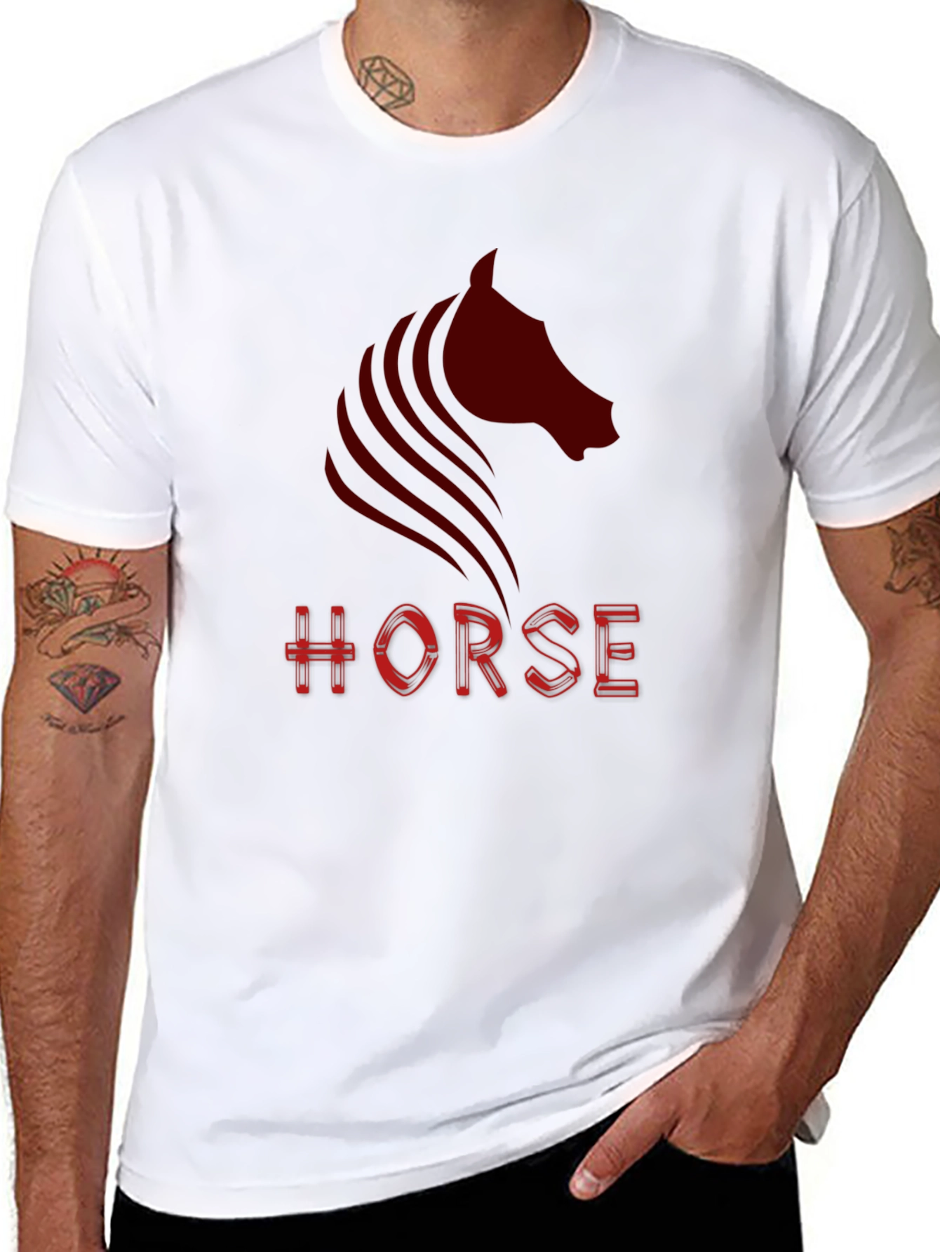 Black Men's Black Horse Graphic T-Shirt view 8