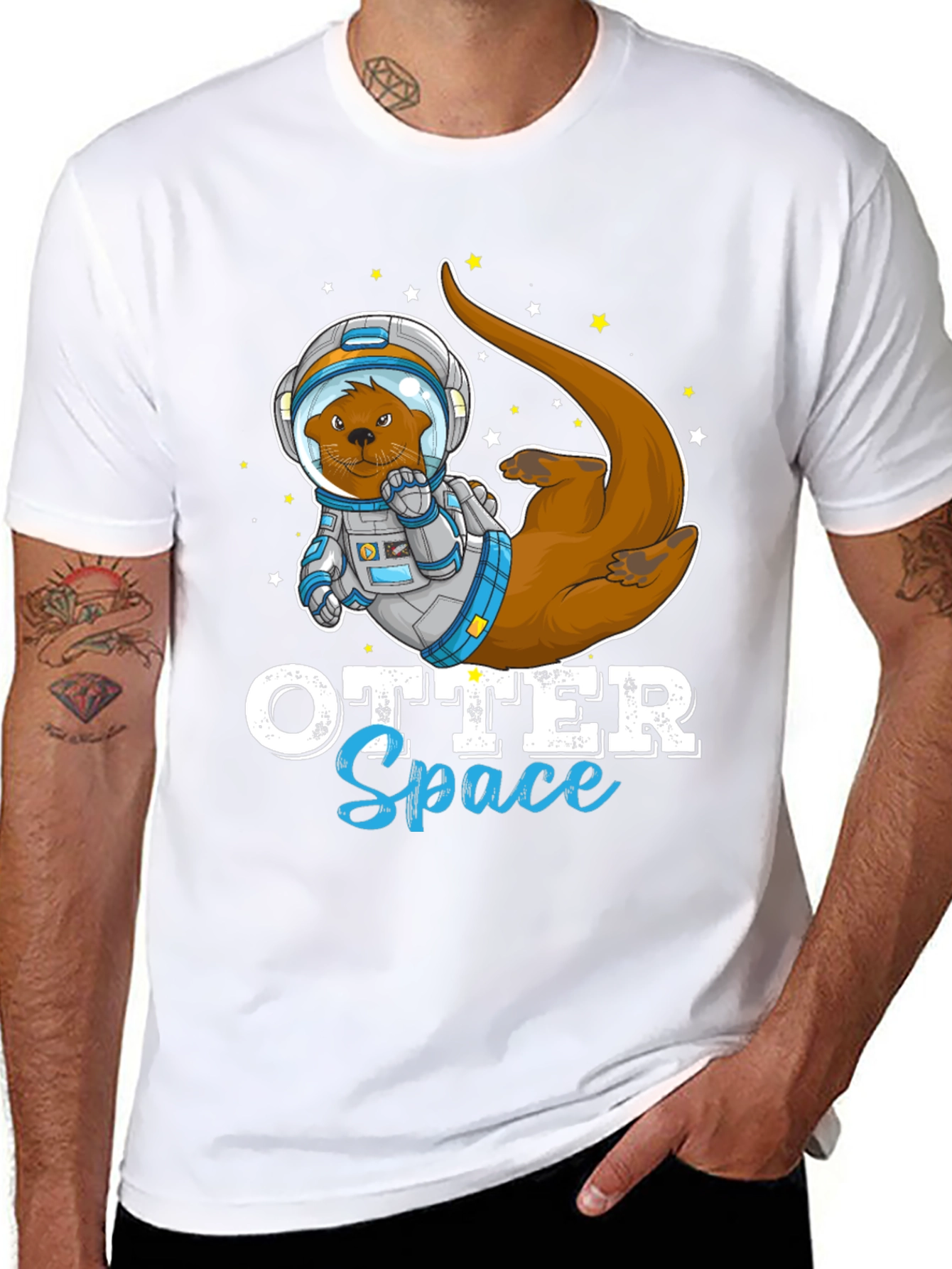 Black Otter Space T-Shirt - Funny Astronaut Animal Tee view 8