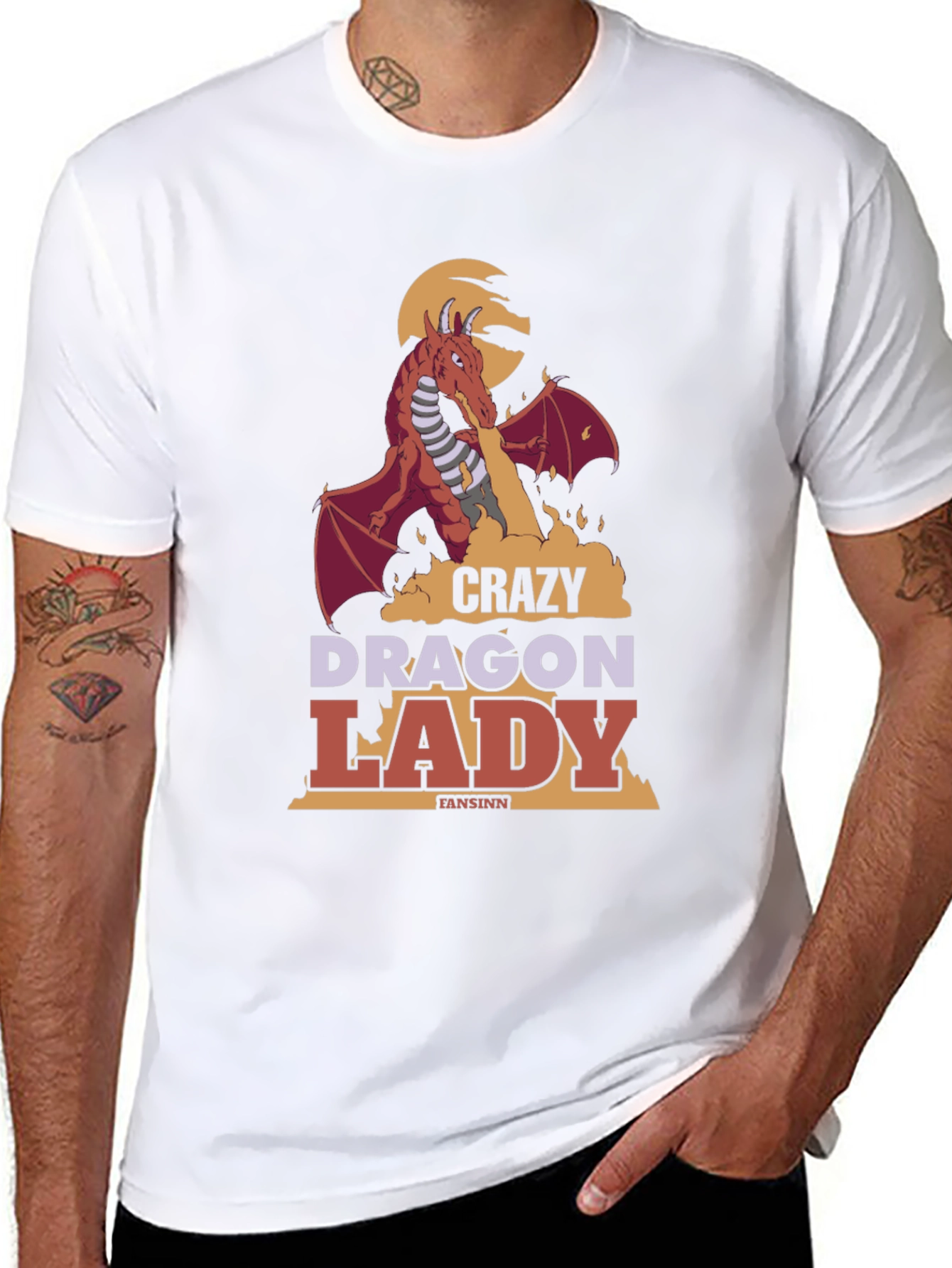 Black Crazy Dragon Lady T-Shirt view 8
