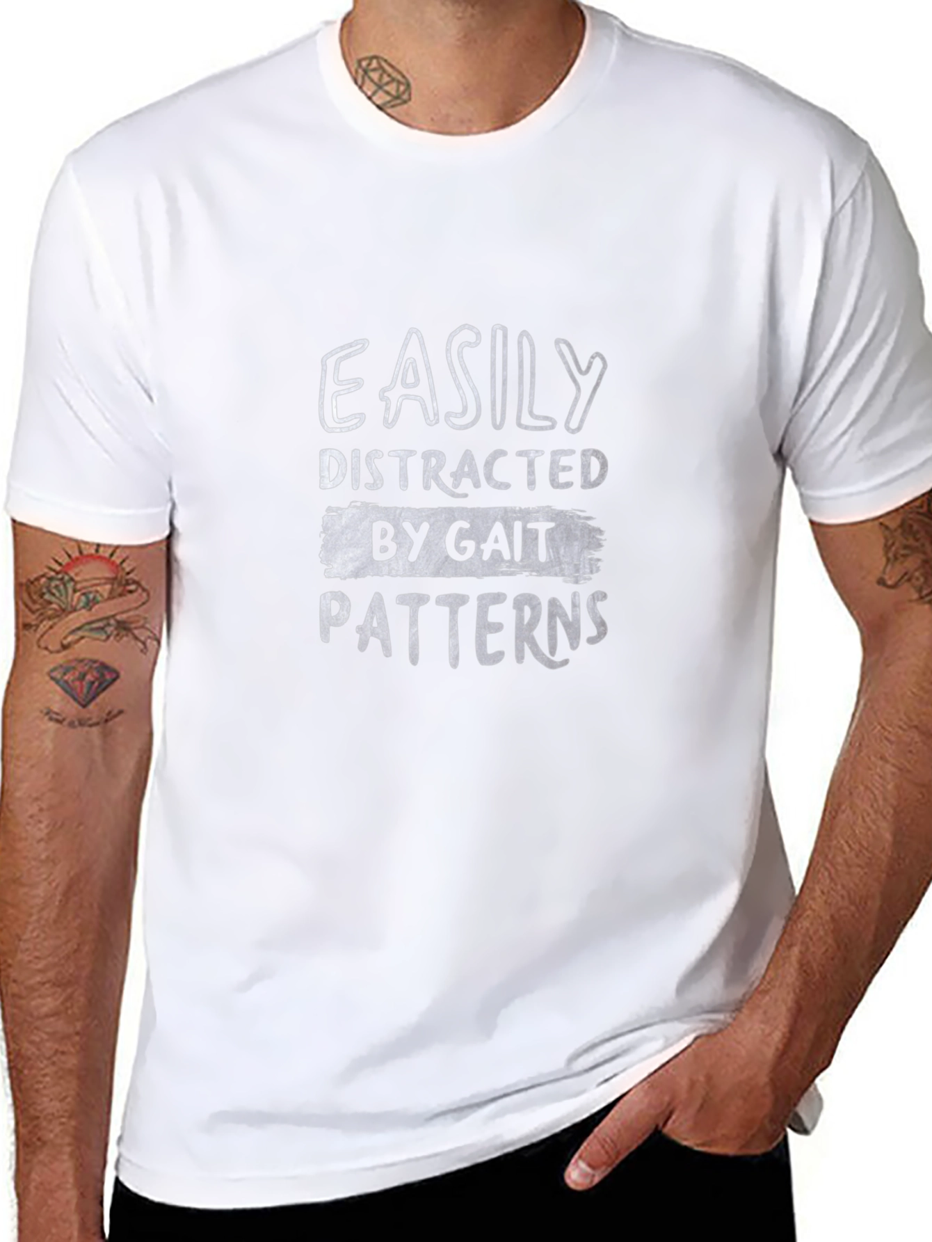 Black Easily Distracted By Gait Patterns Black Tee view 8