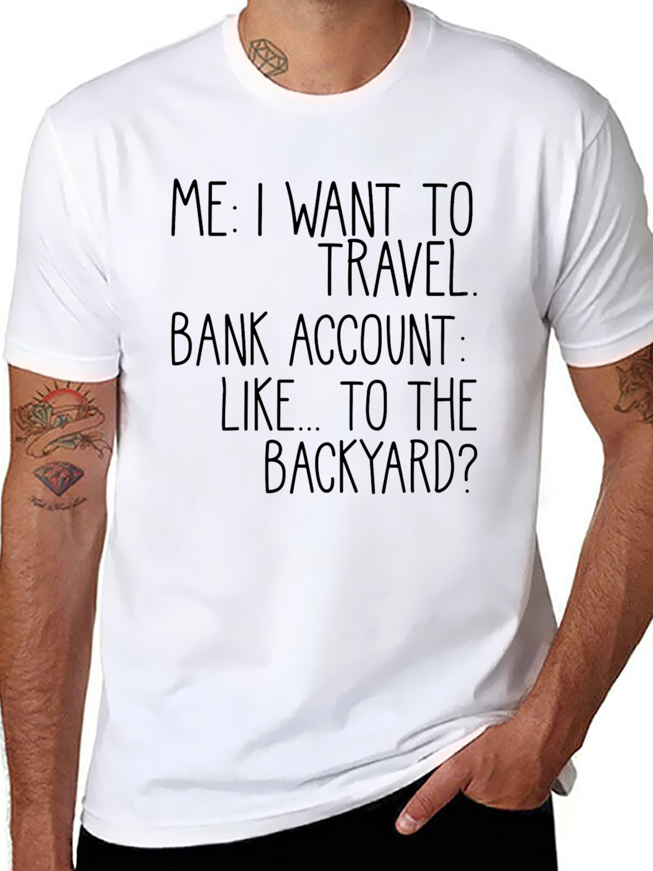 Black Funny Travel T-Shirt: Backyard Humor Tee view 8