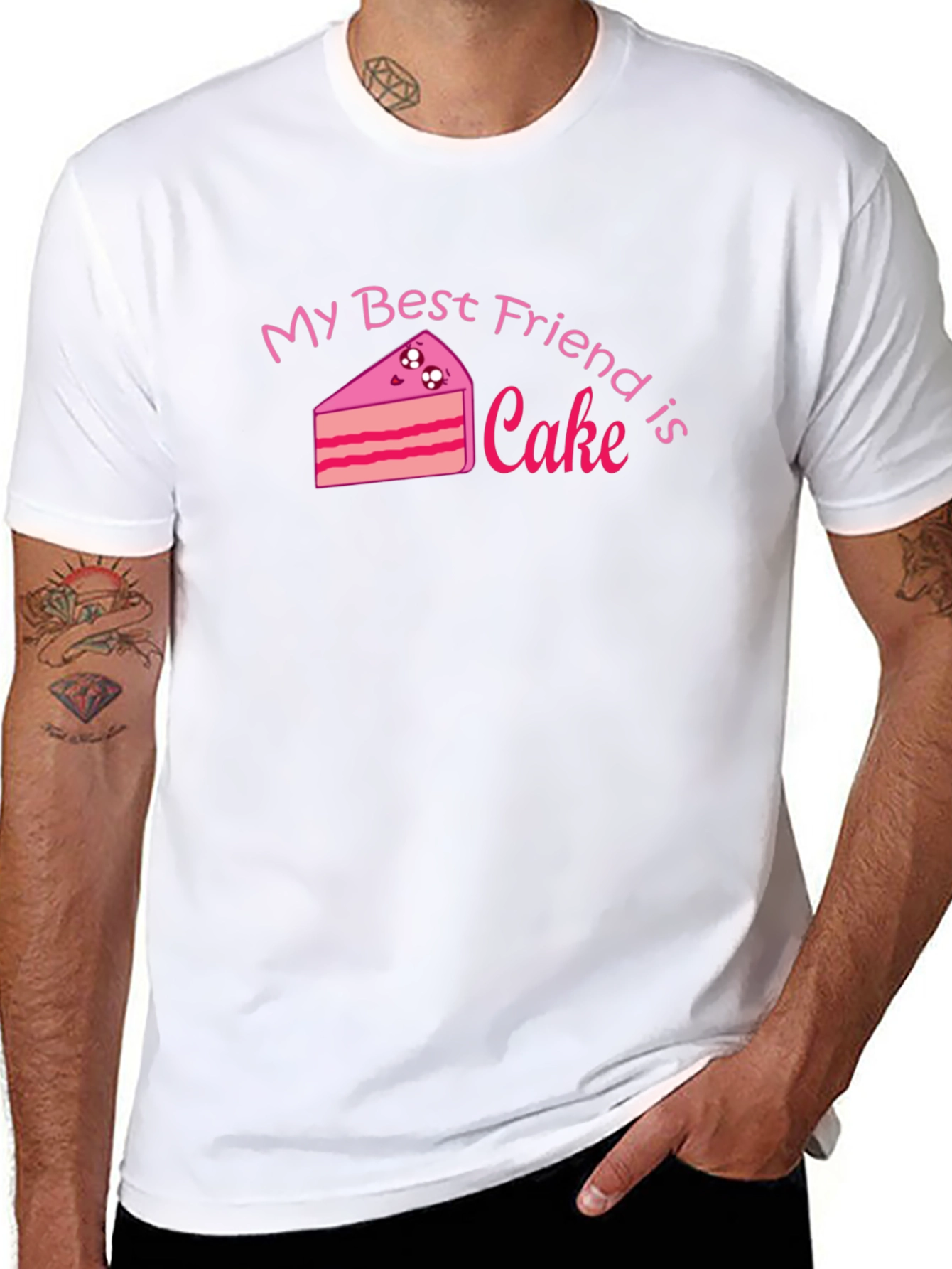 Black My Best Friend is Cake - Black Graphic Tee view 8
