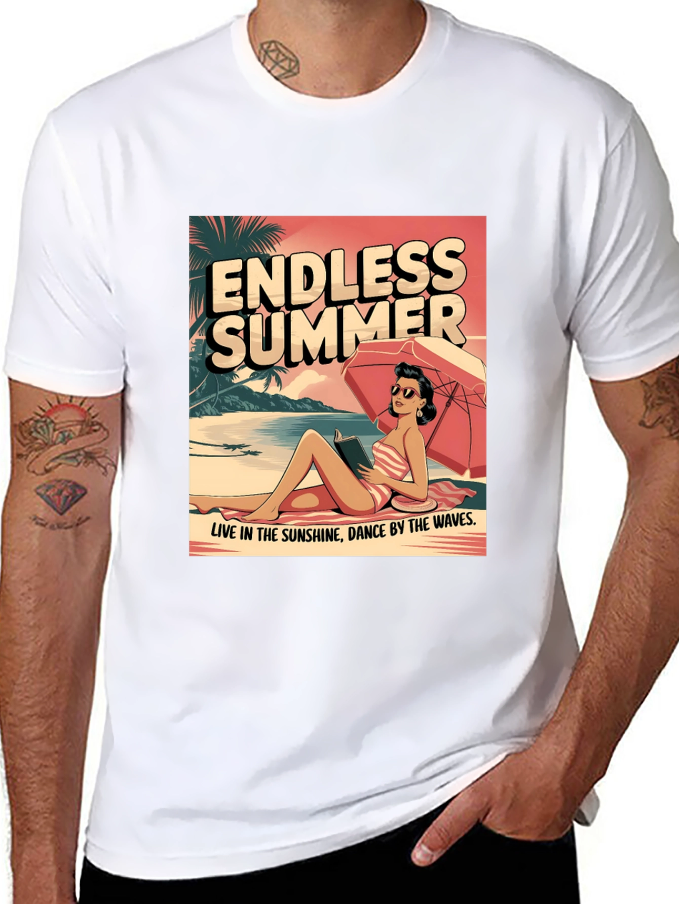 Black Endless Summer Graphic Tee - Beach Vibes T-Shirt view 8