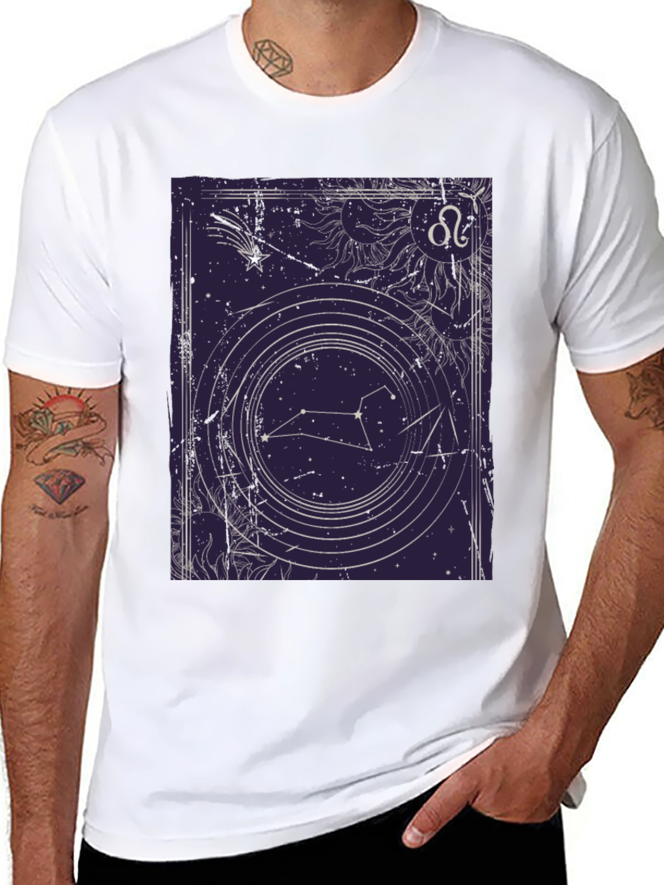 Black Leo Zodiac Graphic Tee - Celestial Constellation T-Shirt view 8