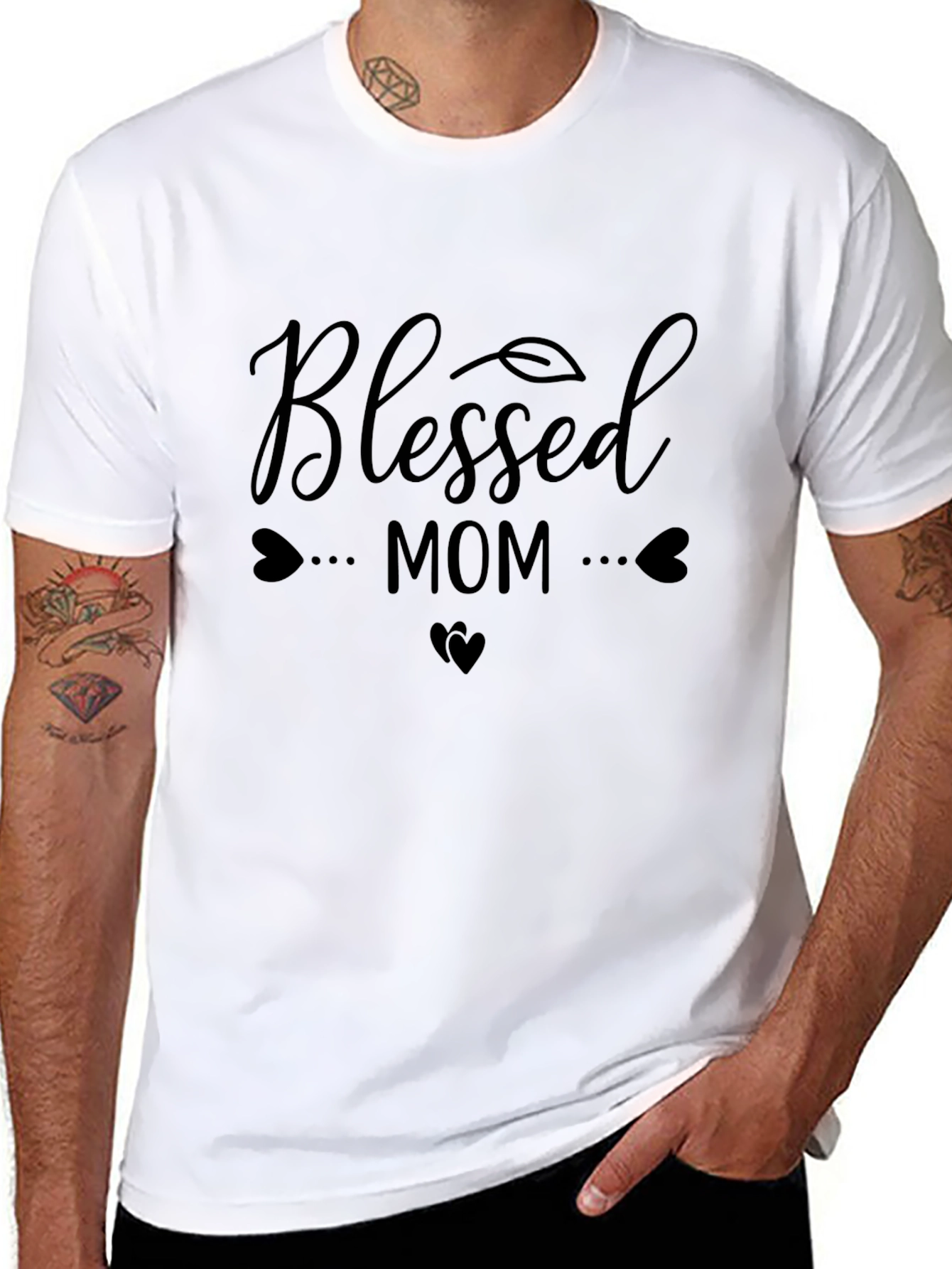 Black Blessed Mom Black Graphic T-Shirt view 8