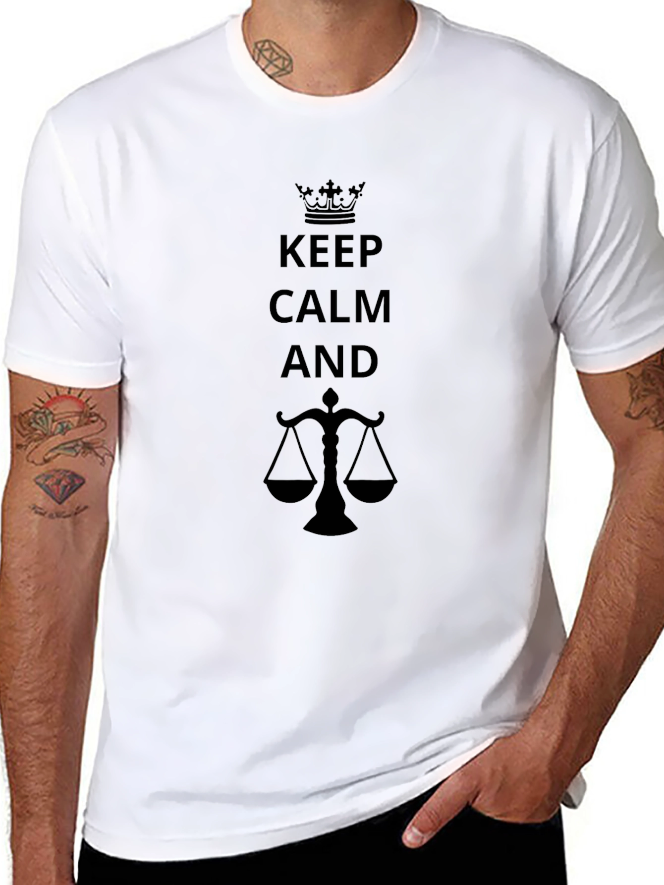 Black Keep Calm and Scales of Justice T-Shirt - Black view 8