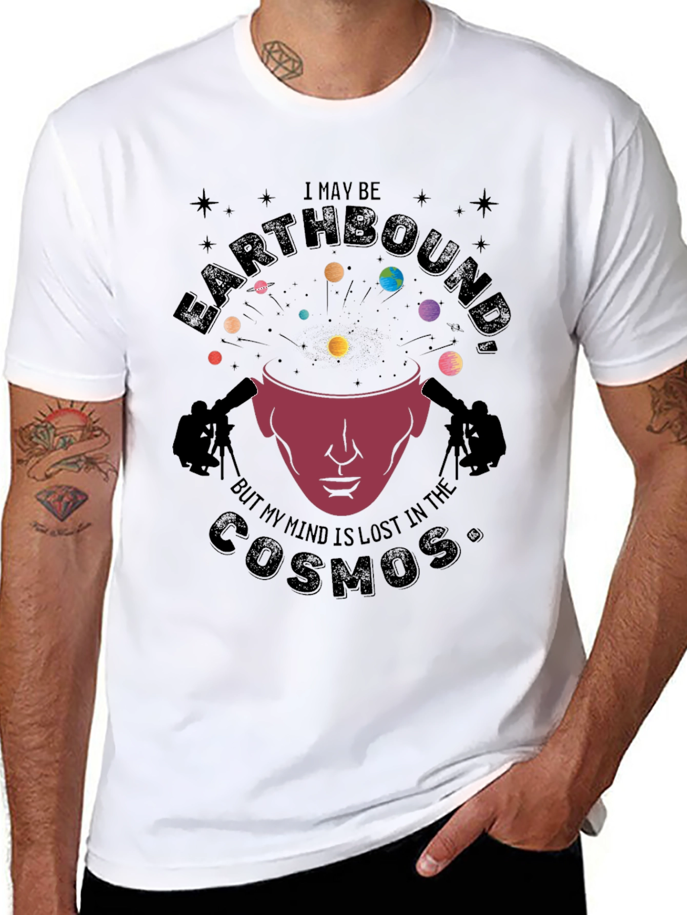 Black Earthbound Cosmos Graphic T-Shirt view 8