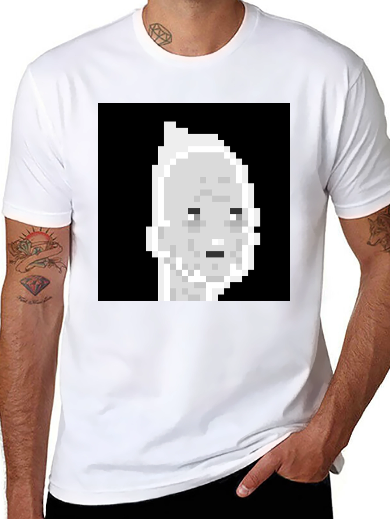 Black Pixel Art T-Shirt - Retro Style Tee view 8