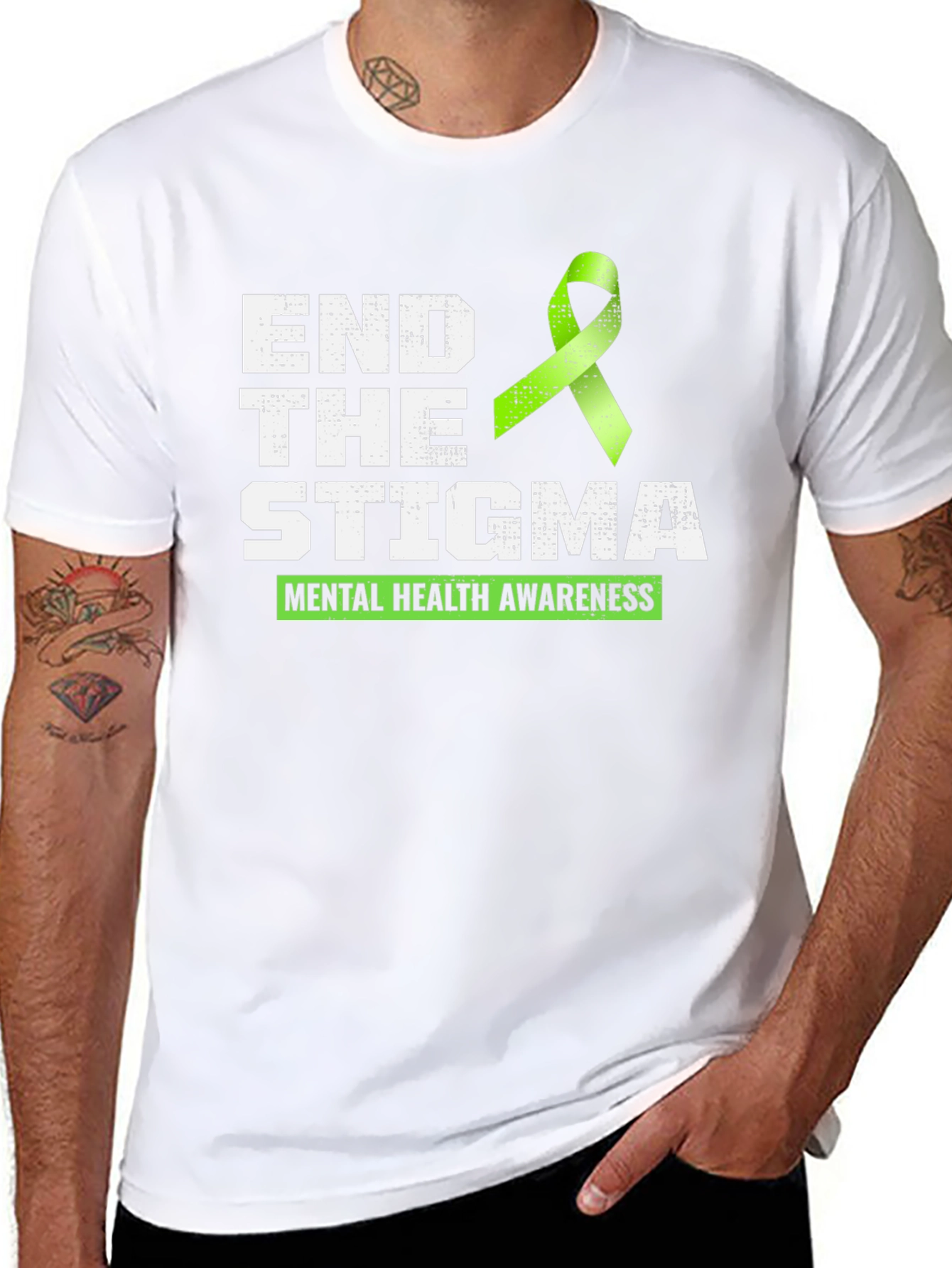Black End the Stigma Mental Health Awareness T-Shirt view 8