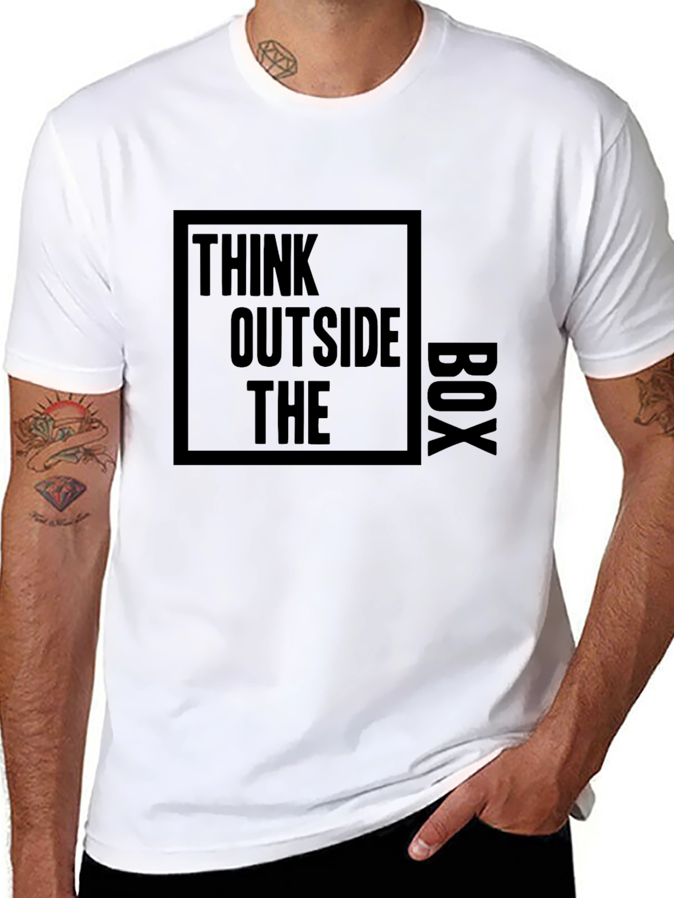 Black Think Outside The Box Black Graphic T-Shirt view 8