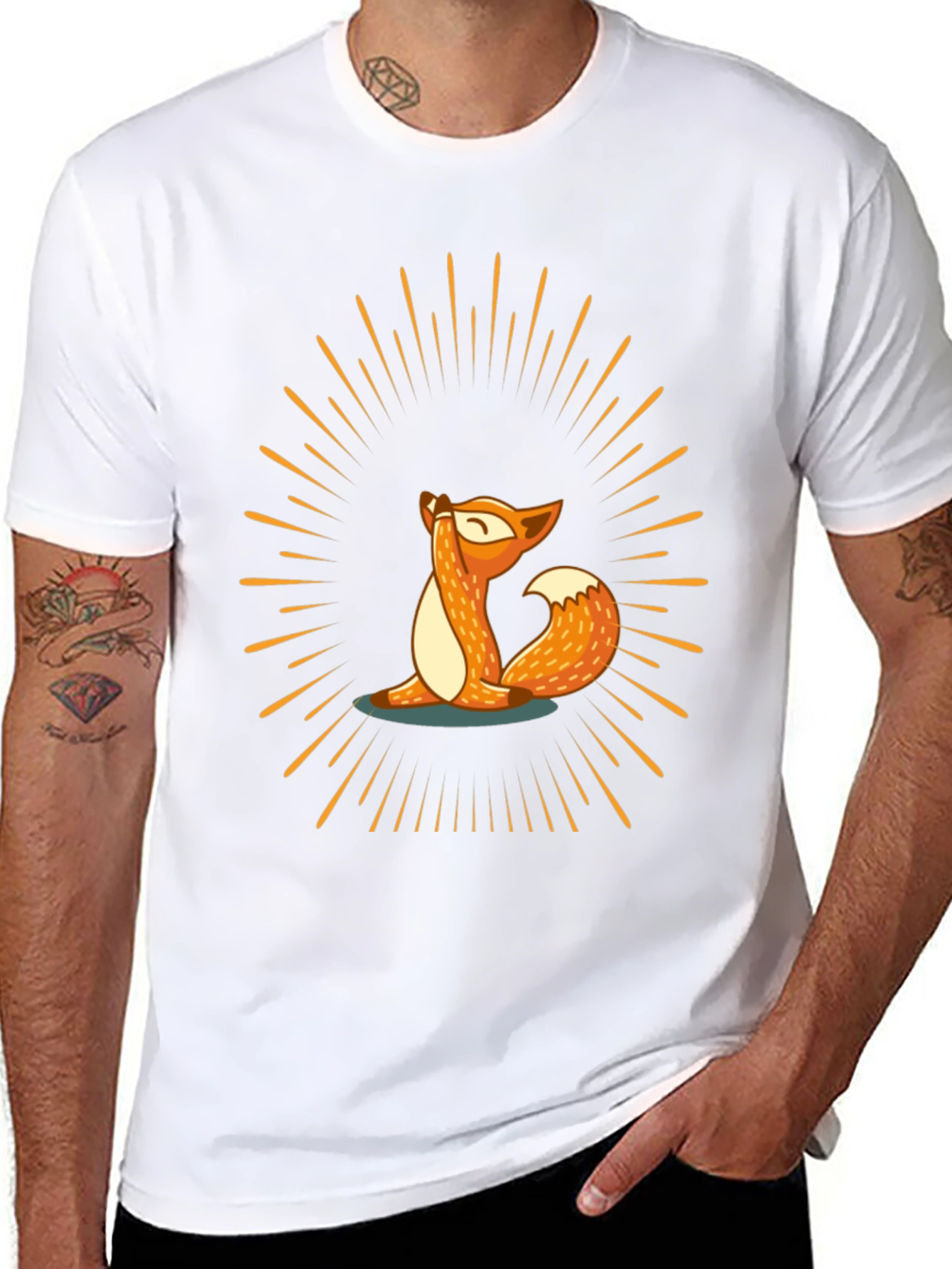Black Yoga Fox Tee - Meditate in Style view 8