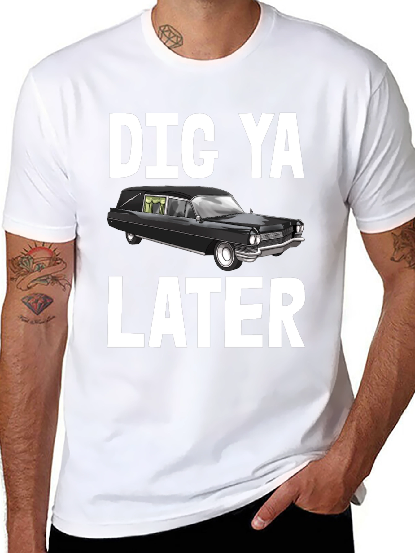 Black Dig Ya Later Hearse T-Shirt view 8