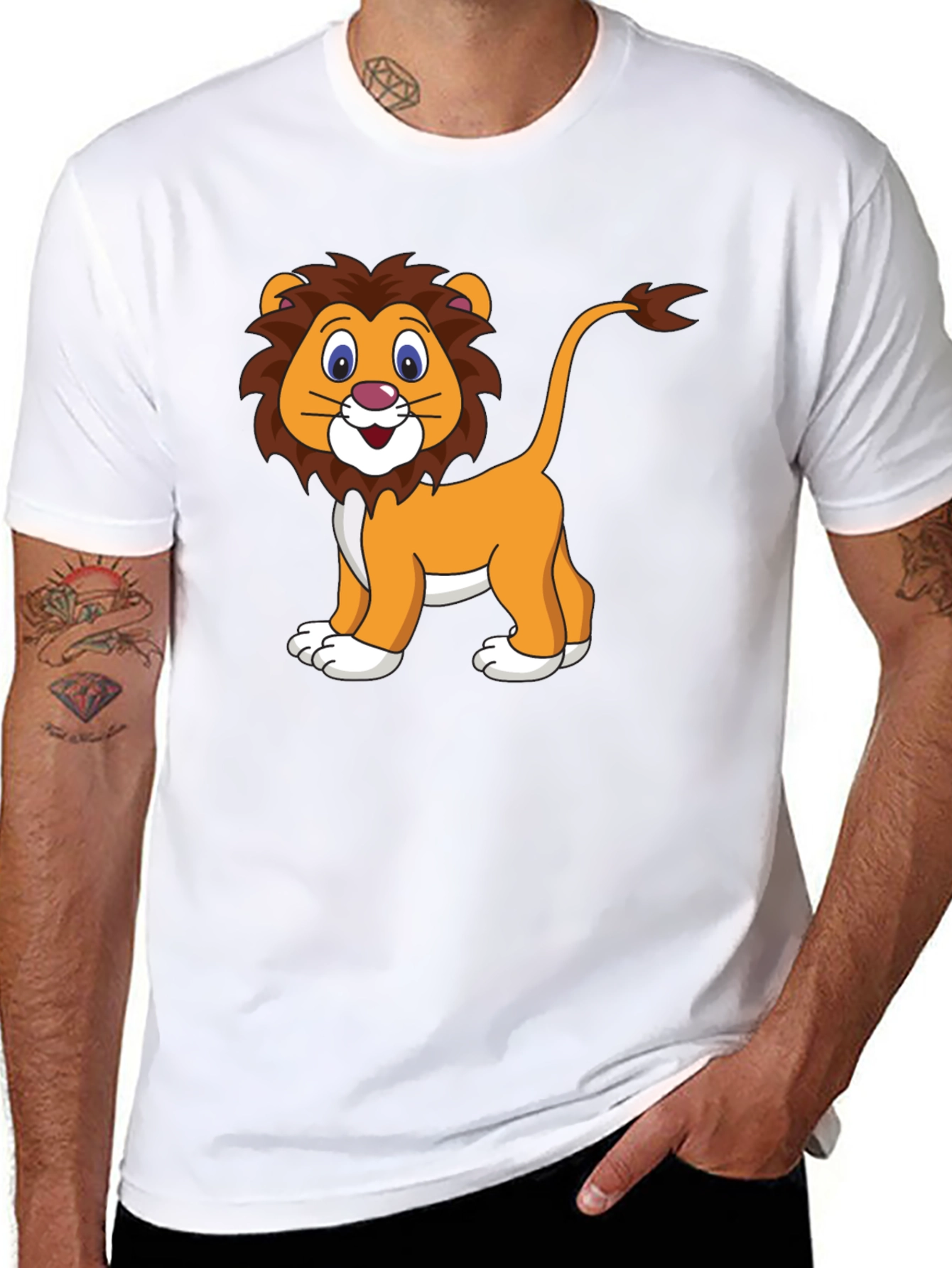 Black Cartoon Lion Black T-Shirt view 8