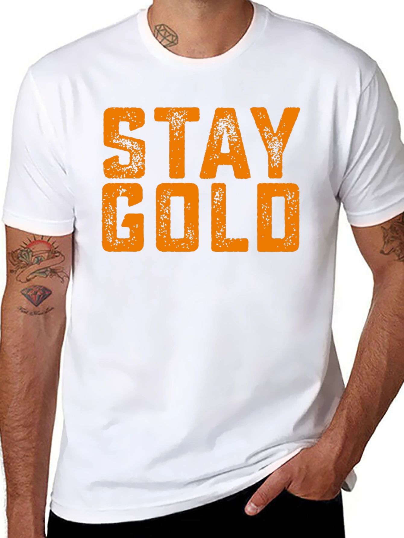 Black Stay Gold Black T-Shirt - Unique Graphic Tee view 8
