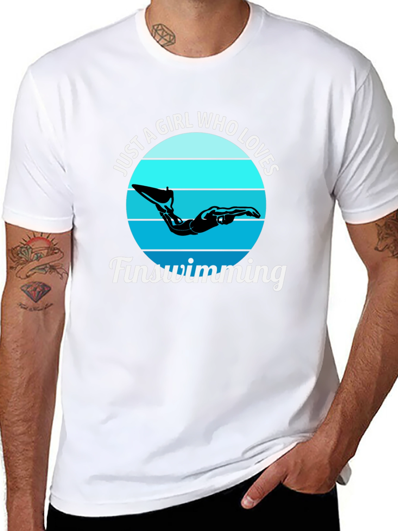 Black Girl Who Loves Finswimming Graphic T-Shirt view 8