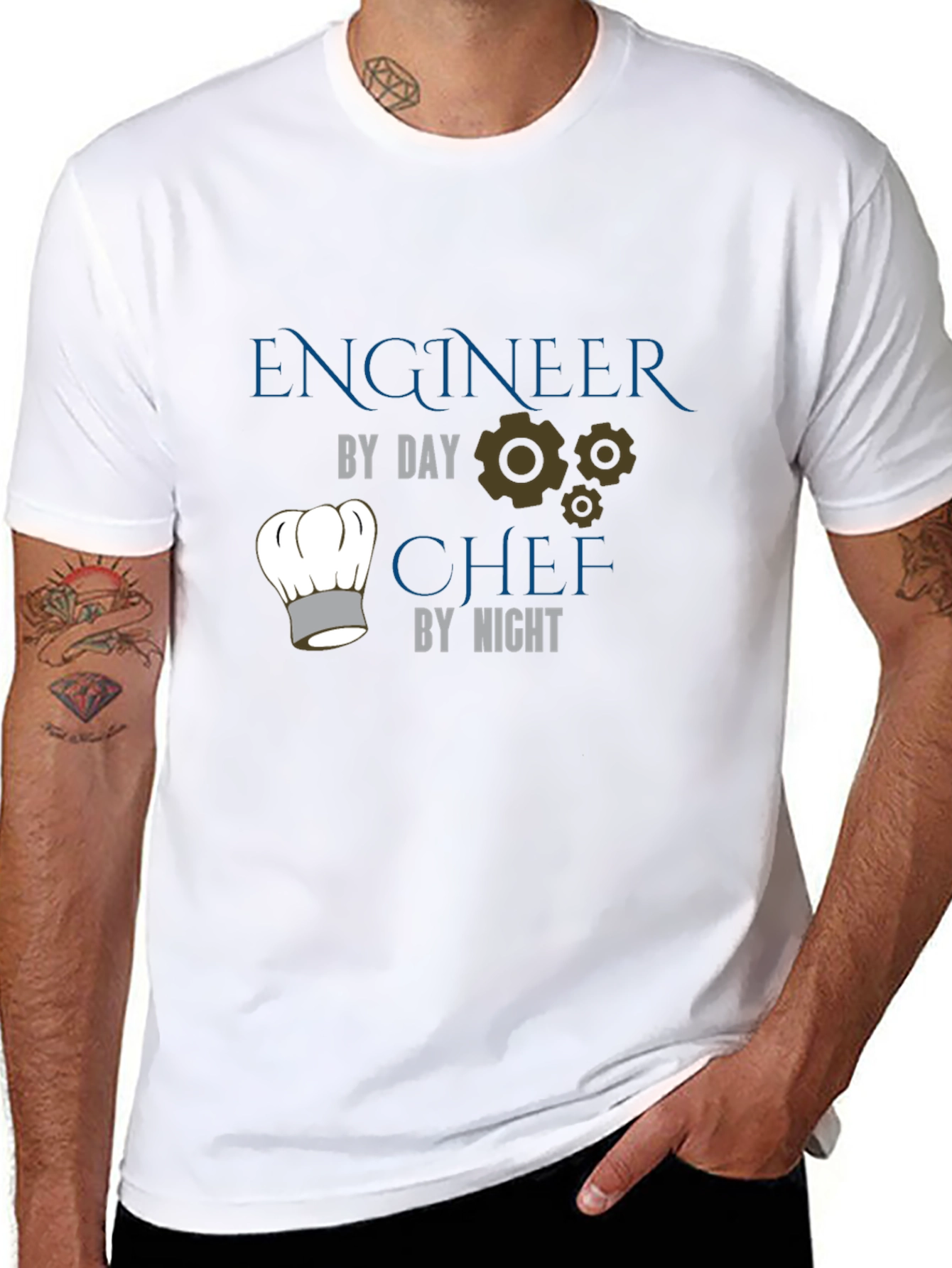 Black Engineer by Day, Chef by Night Black T-Shirt view 8