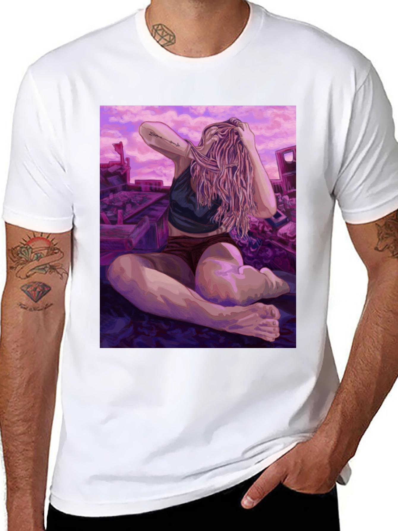 Black Artistic Woman on Ruins Graphic Tee - Unisex view 8