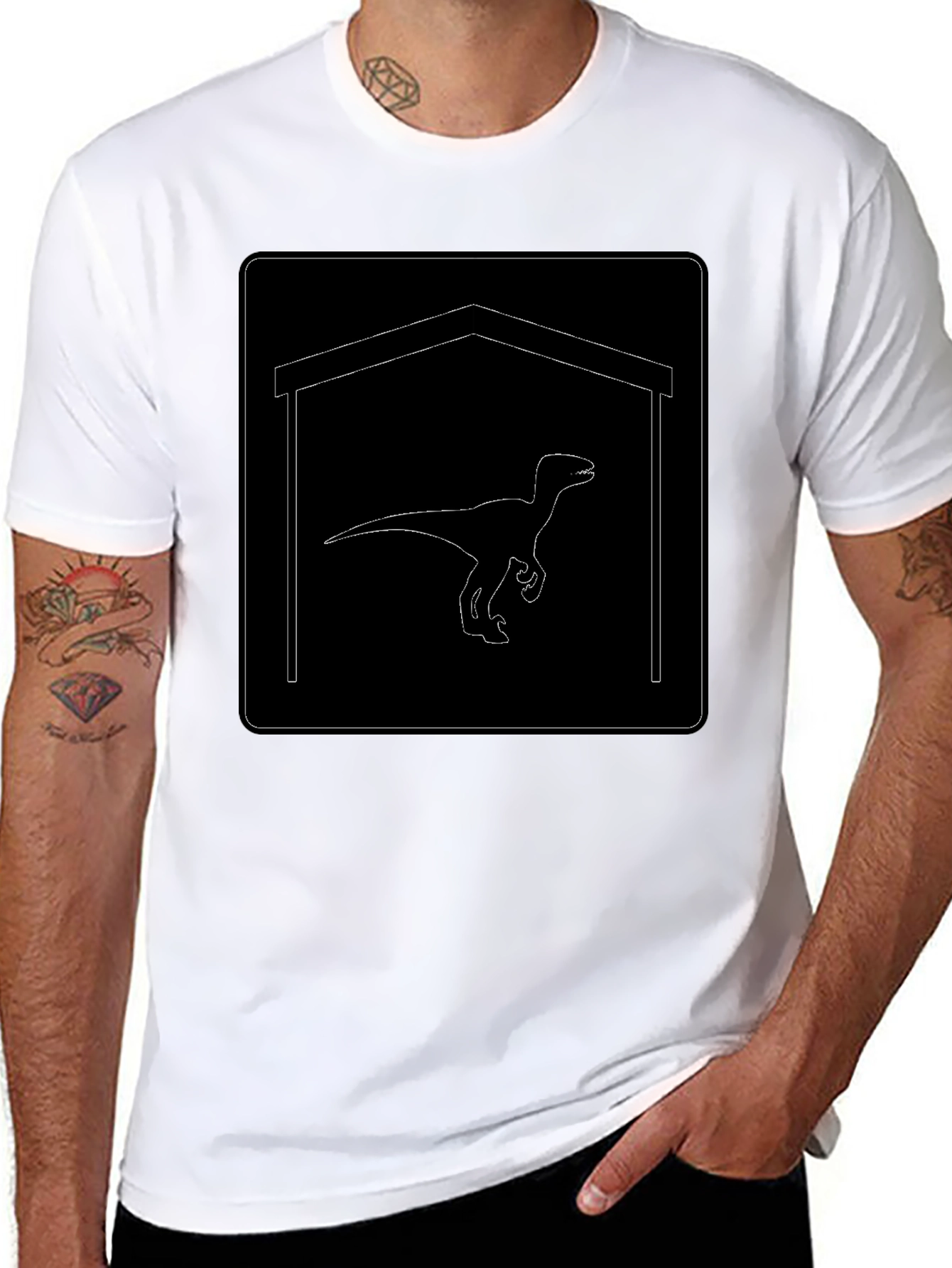 Dino Shed T-Shirt - Modern Graphic Tee - 8