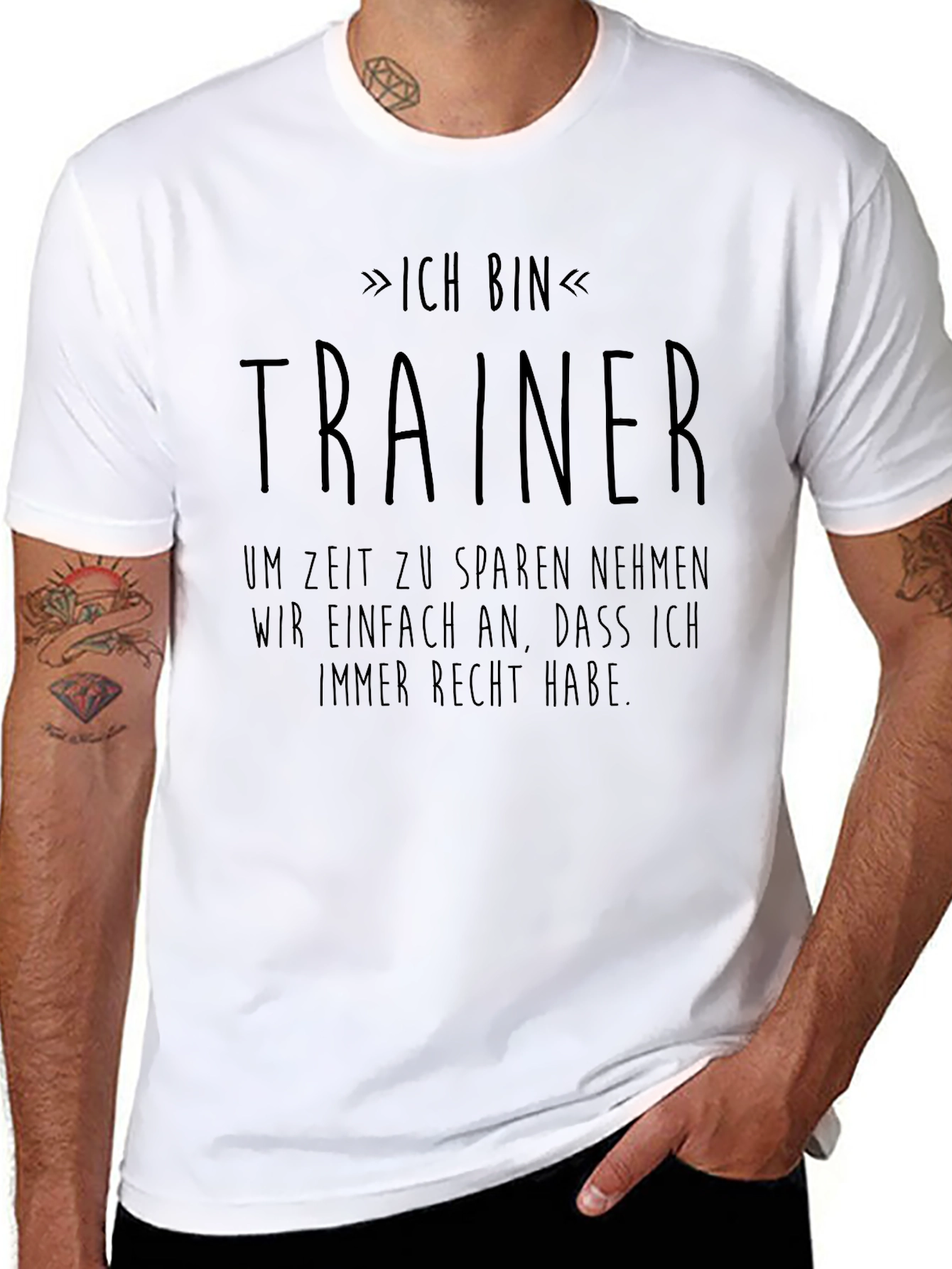 Black Ich Bin Trainer T-Shirt - German Saying Tee view 8