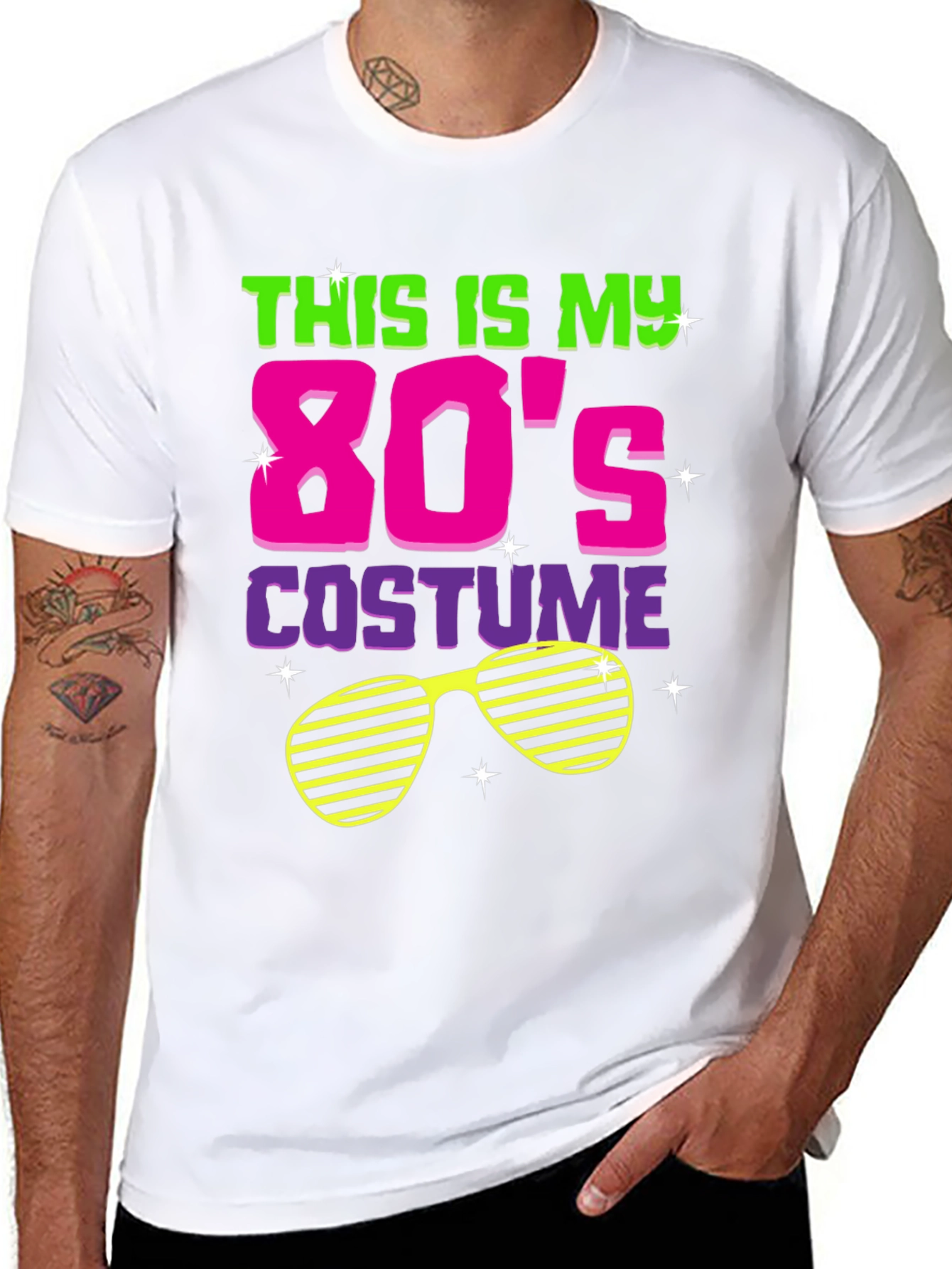 Black Retro 80s Costume T-Shirt view 8